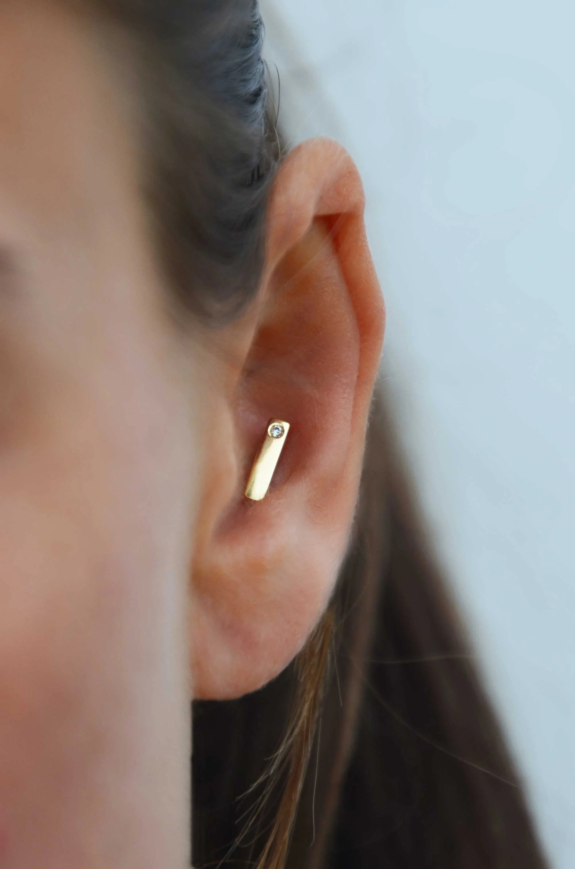 18ct gold and diamond piercing earring handmade victoria grace