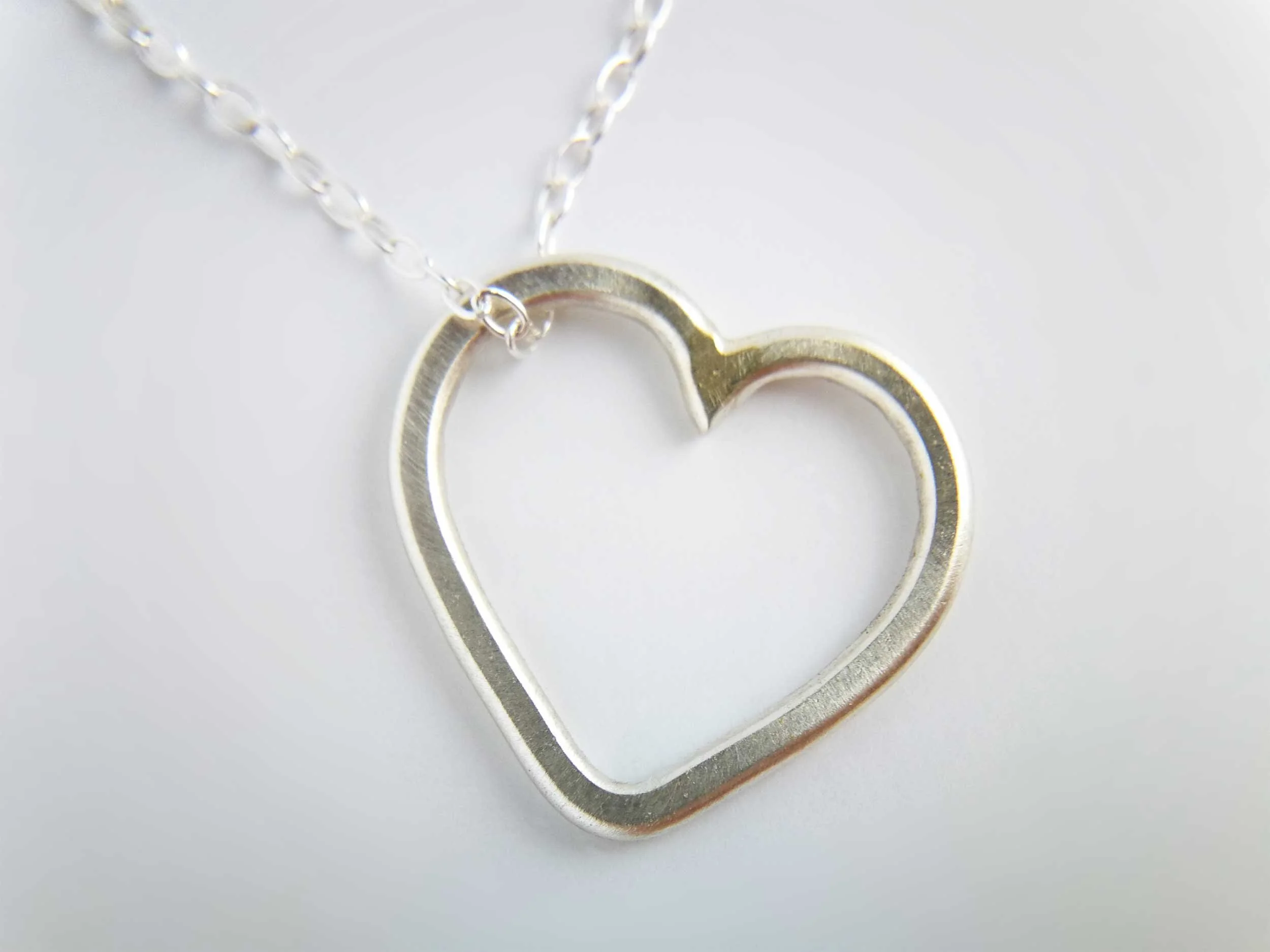 Recycled silver heart pendant on chain victoria grace silversmith