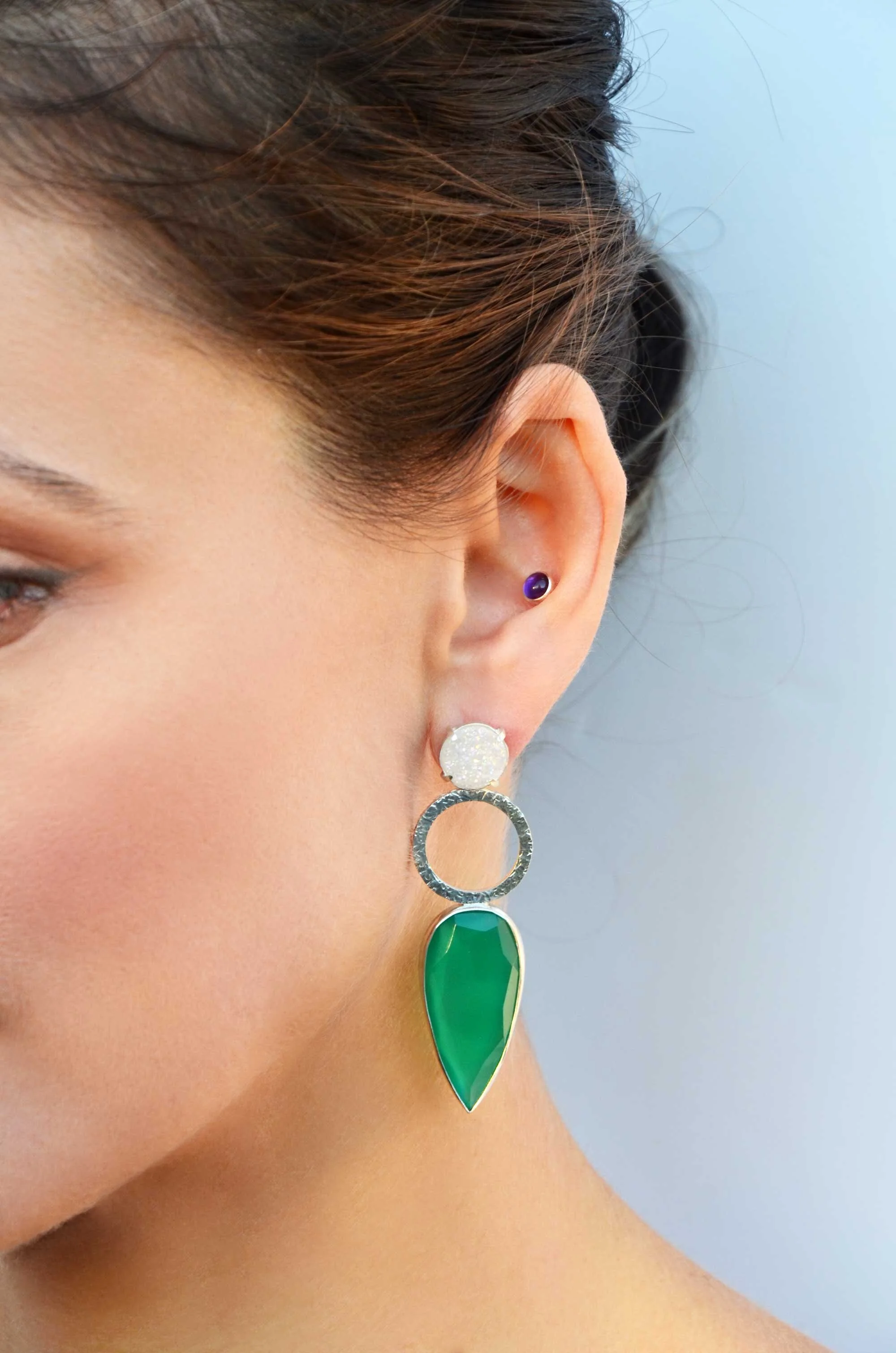 celebration earrings handmade by victoria grace silversmith