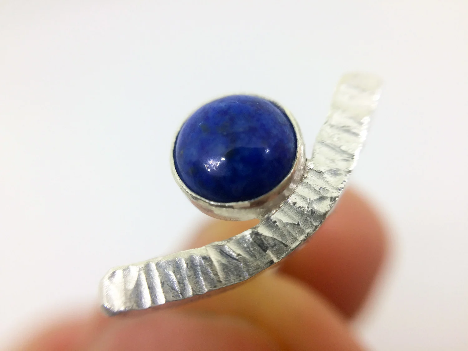 handmade silver earring with lapis lazuli stone victoria grace silversmith