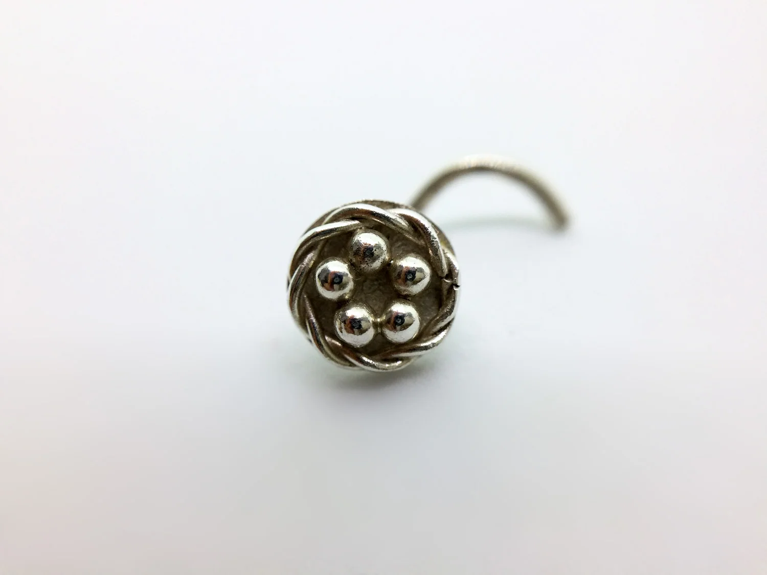 unique handmade silver nose stud by victoria grace silversmith