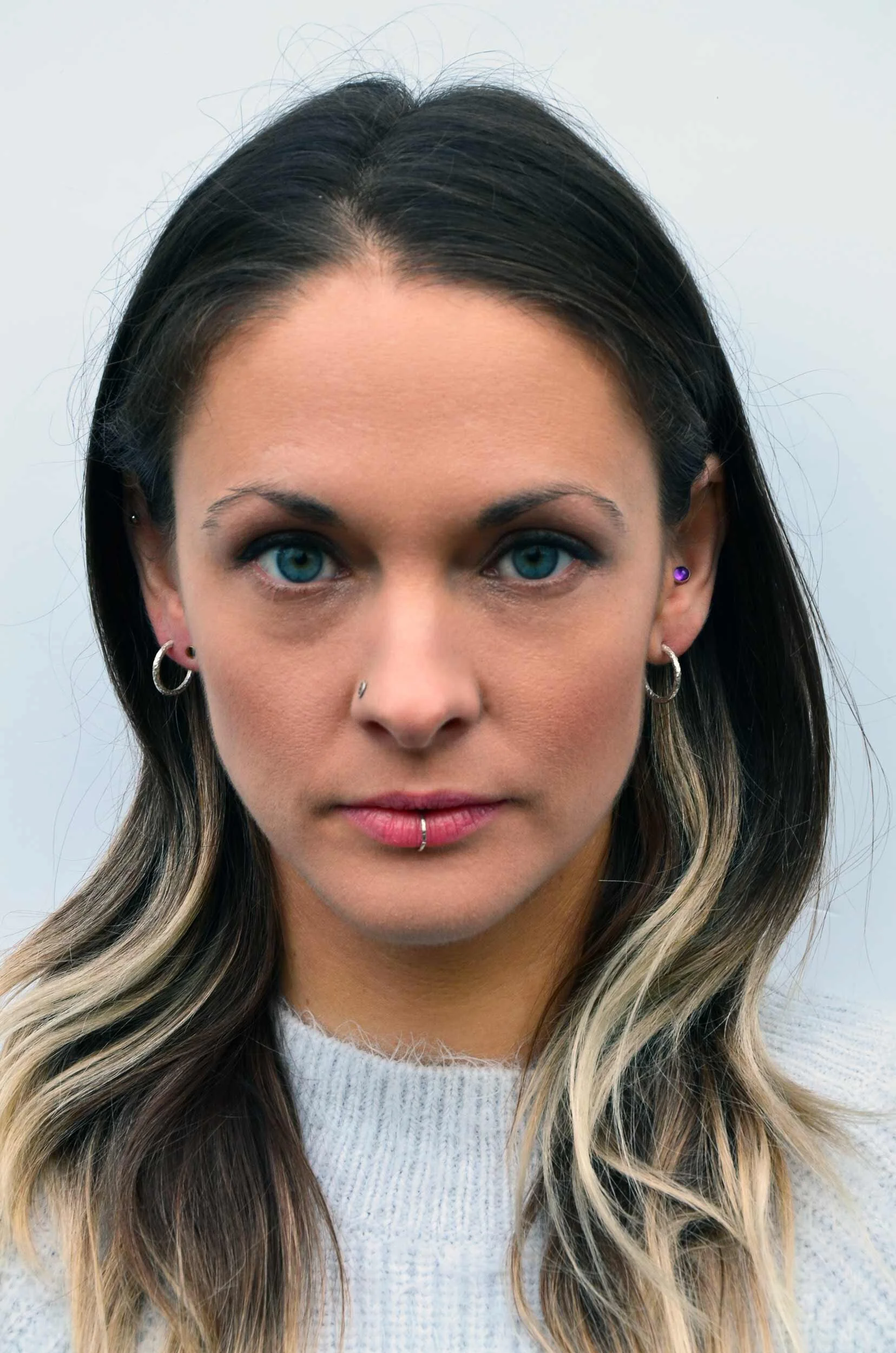 Eco jewellery sparkly hoop earrings on model