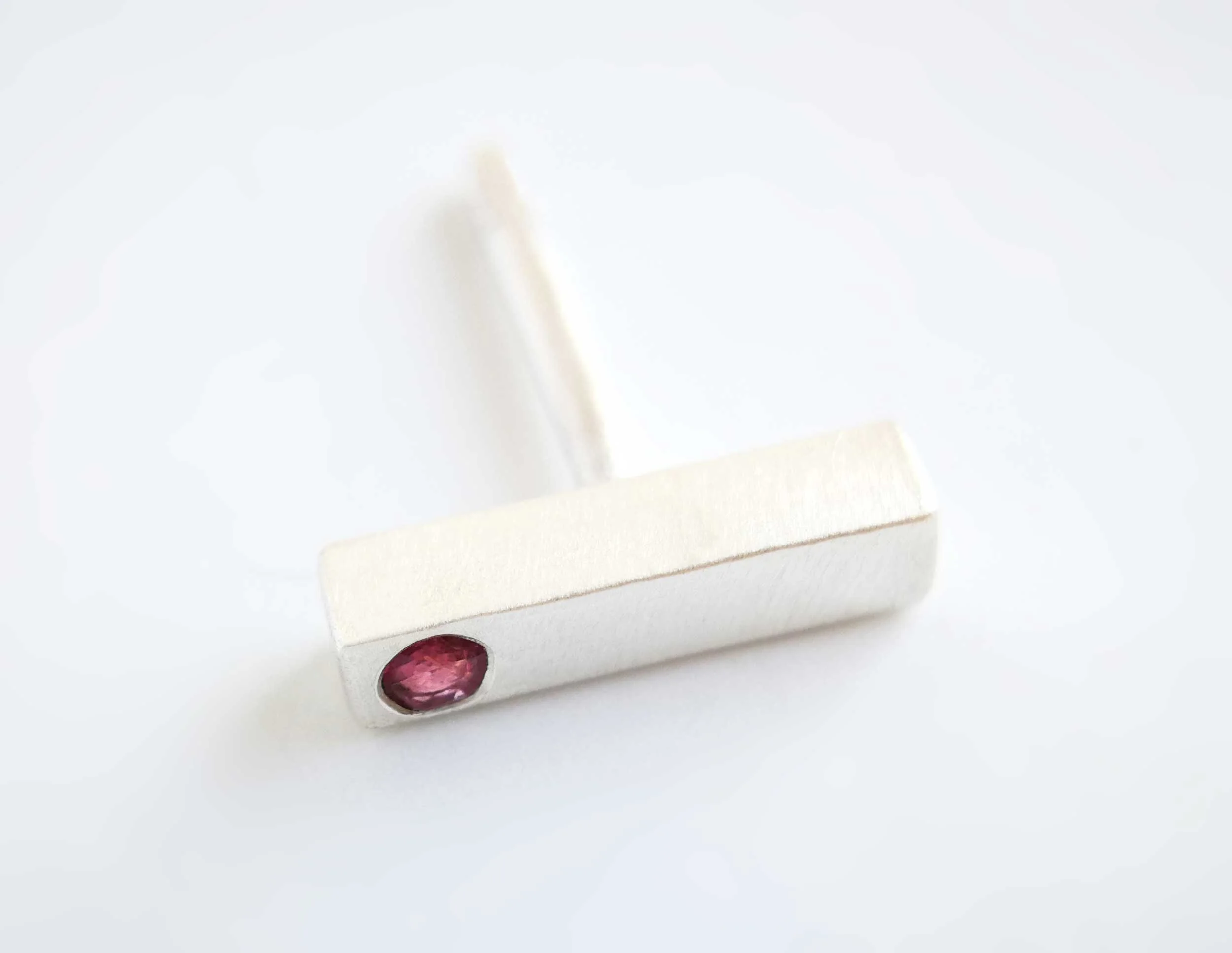 recycled sterling silver and ruby conch stud ethical piercing jewellery