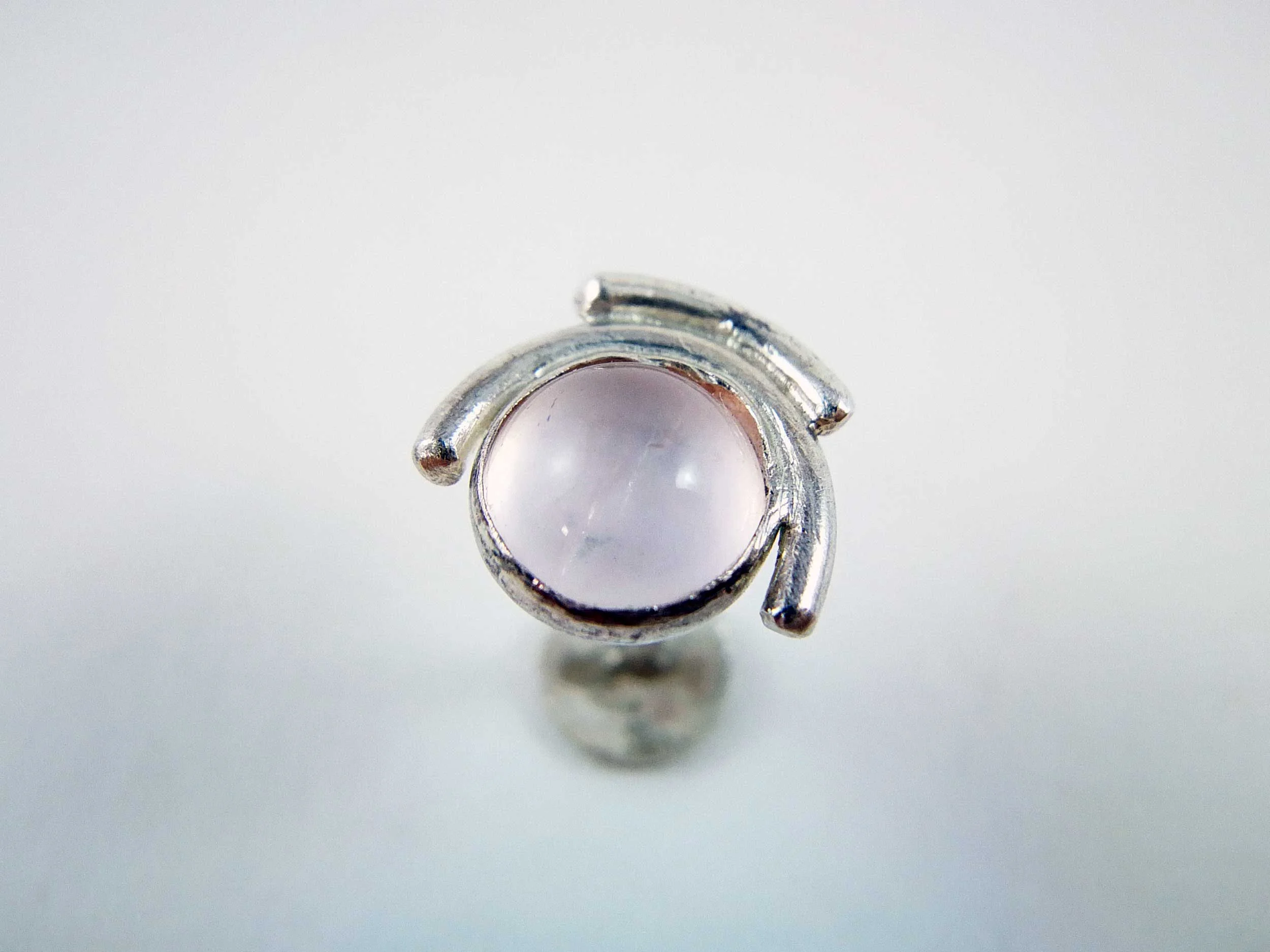 rose quartz half moon conch stud