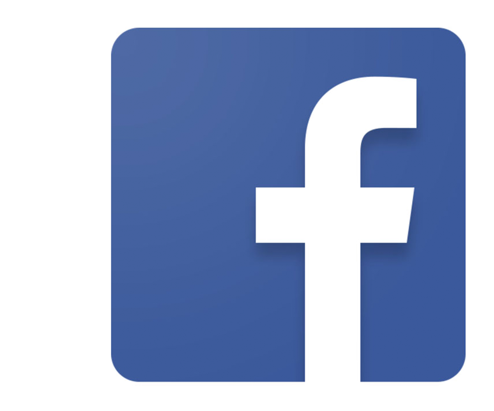 Facebook logo with a large white letter 'f' on a blue background.