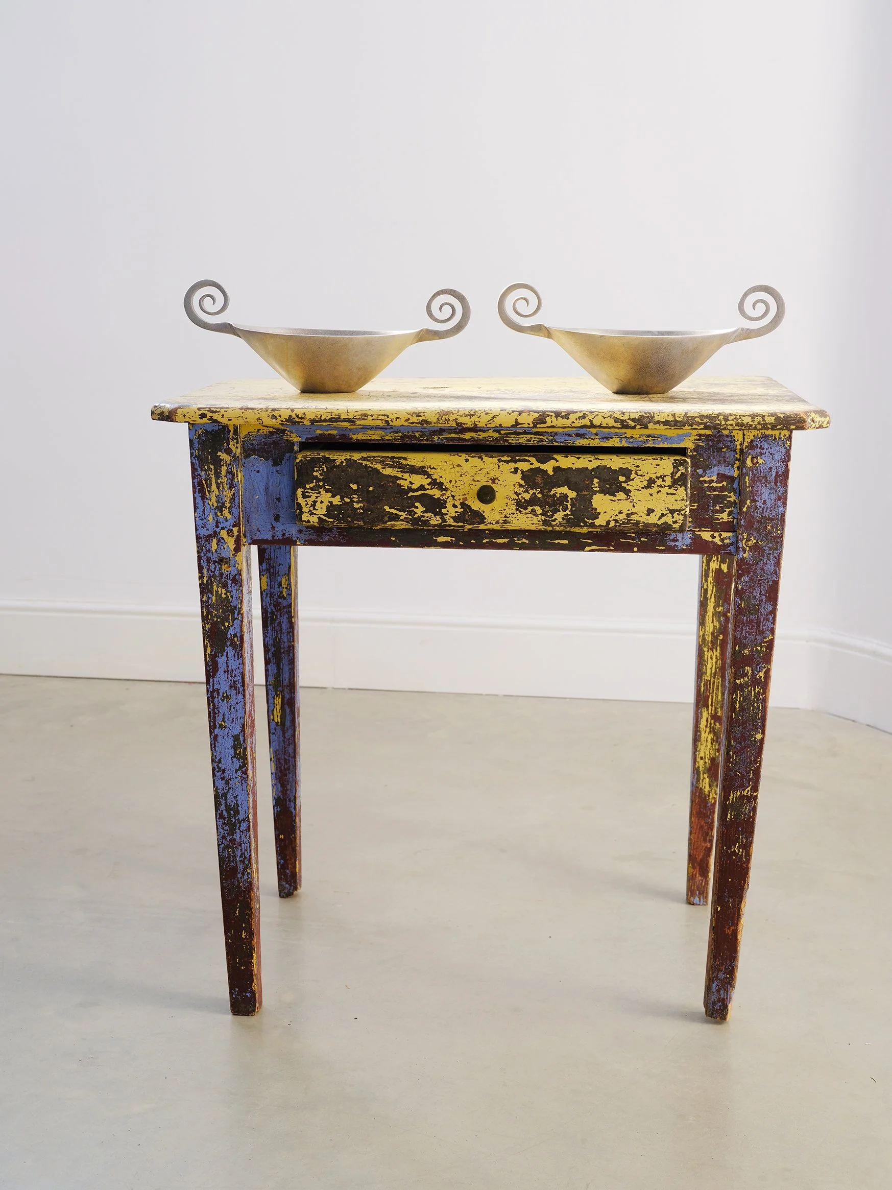 Pair of Metal Swirl Handle Bowls