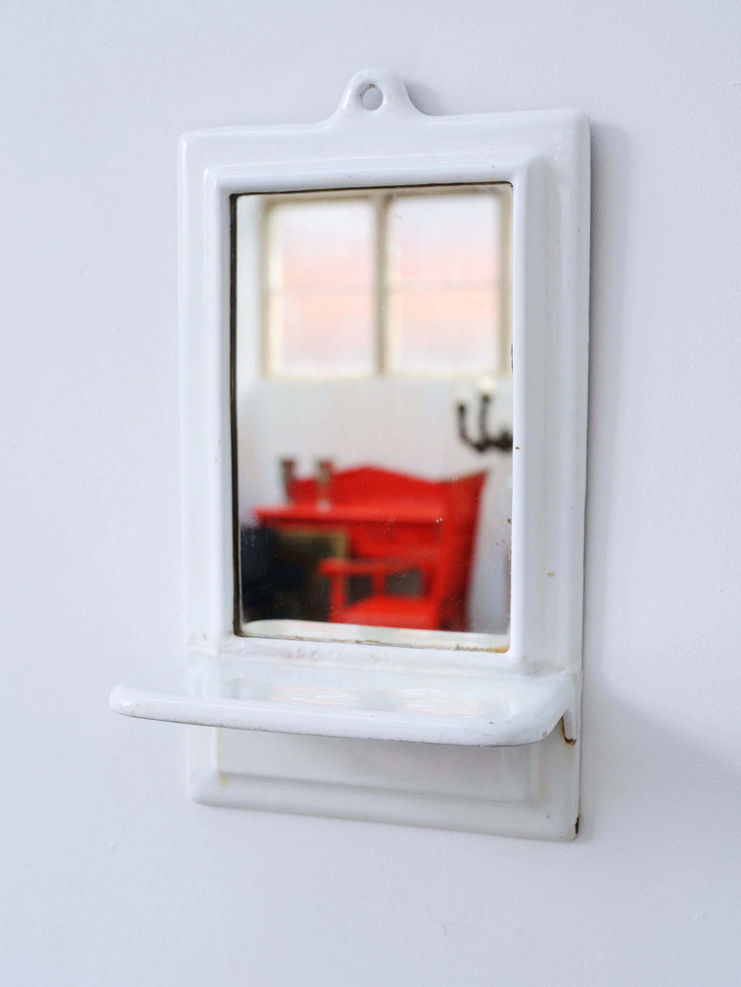 White Enamel Mirror, Early 20th Century