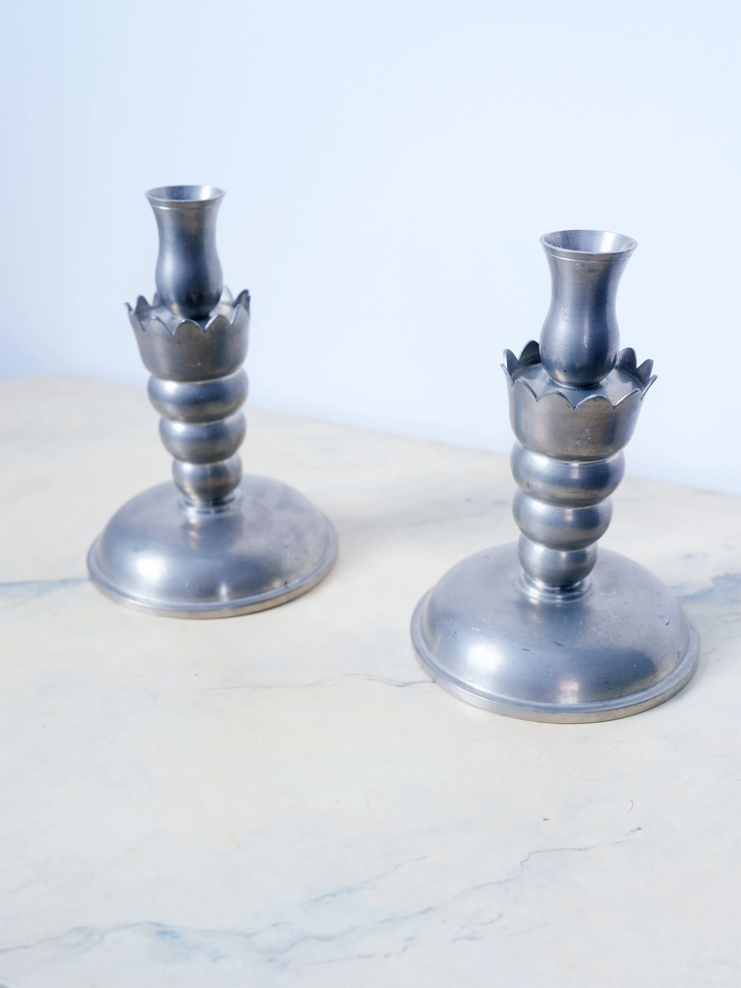 Pair of Pewter Candlesticks, 1930s