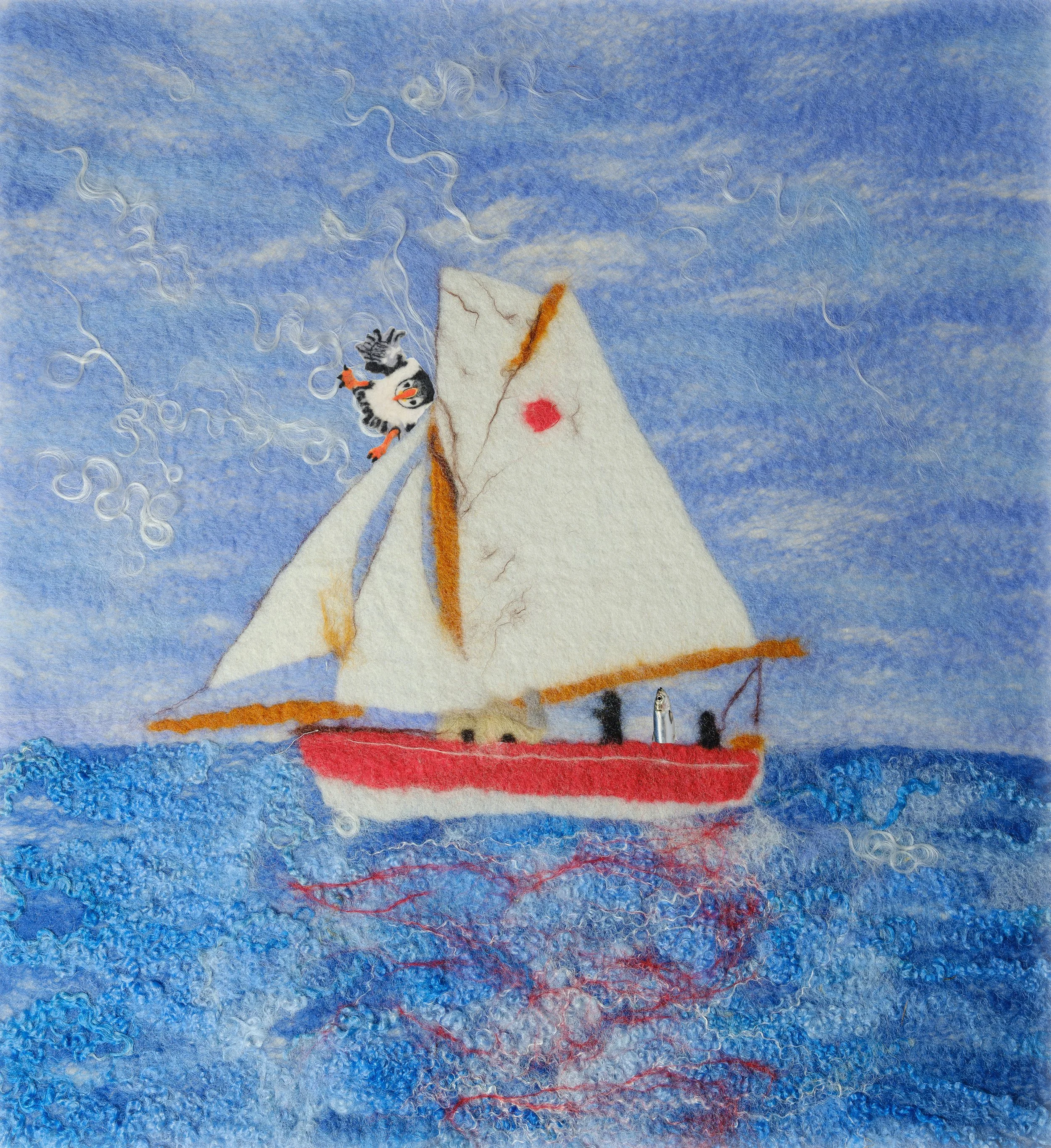 Muffin clips the mast of a yacht