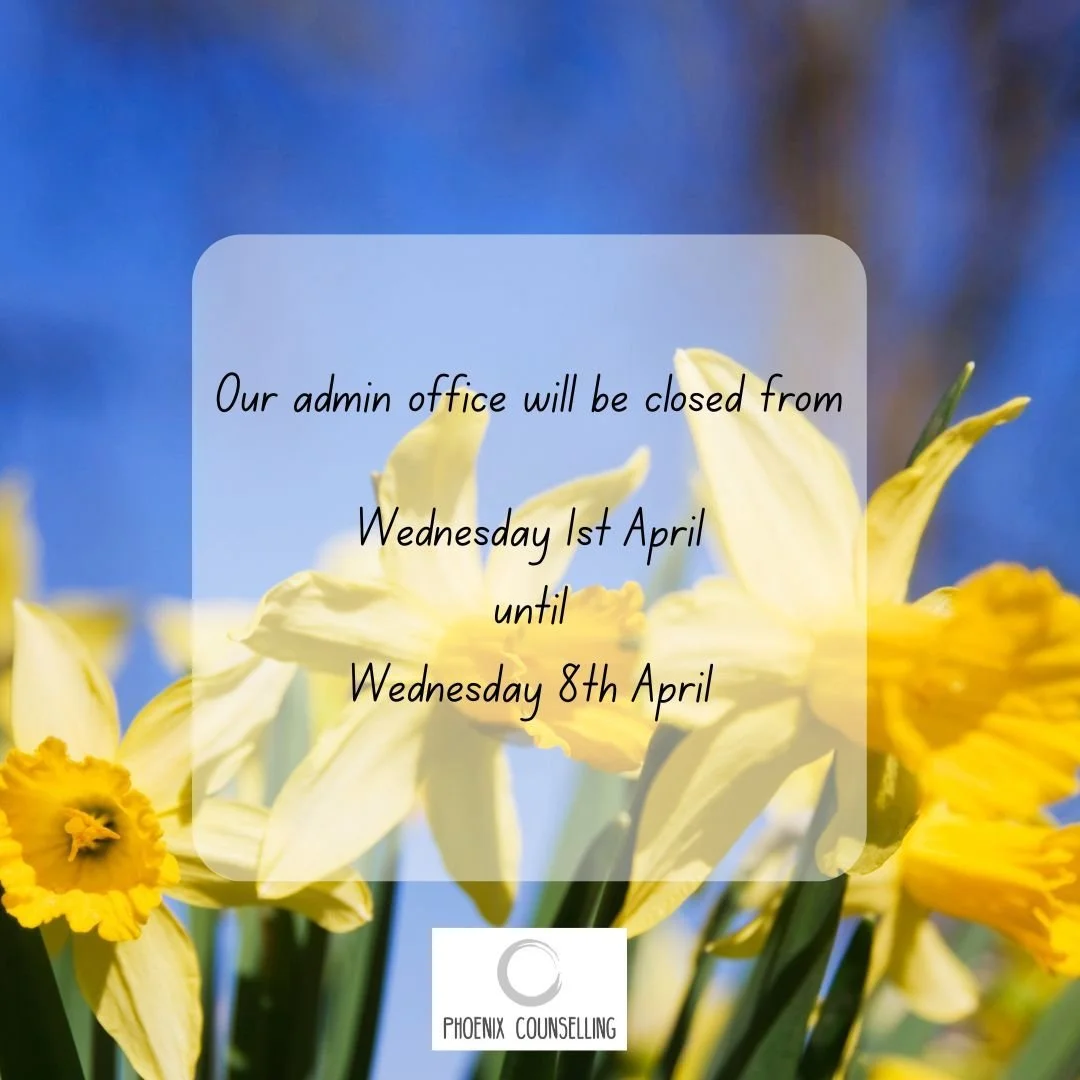 Our admin office will be closed on Wednesday 1st April, until Wednesday 8th April.  Please check with your therapist to confirm if your usual appointment still stands, particularly if it occurs on bank holiday days (Friday 3rd April and Monday 6th Ap