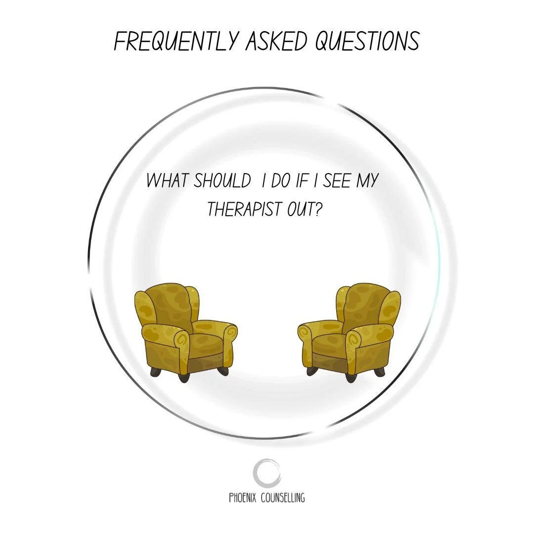 For some seeing their therapist out and about it won't be a problem for others it can feel awkward.  HOWEVER, therapists will always be led by you, and you can:

❓Casually Acknowledge

Or

❓Not engaged

AND

❓ALWAYS, Speak about it in your next sessi