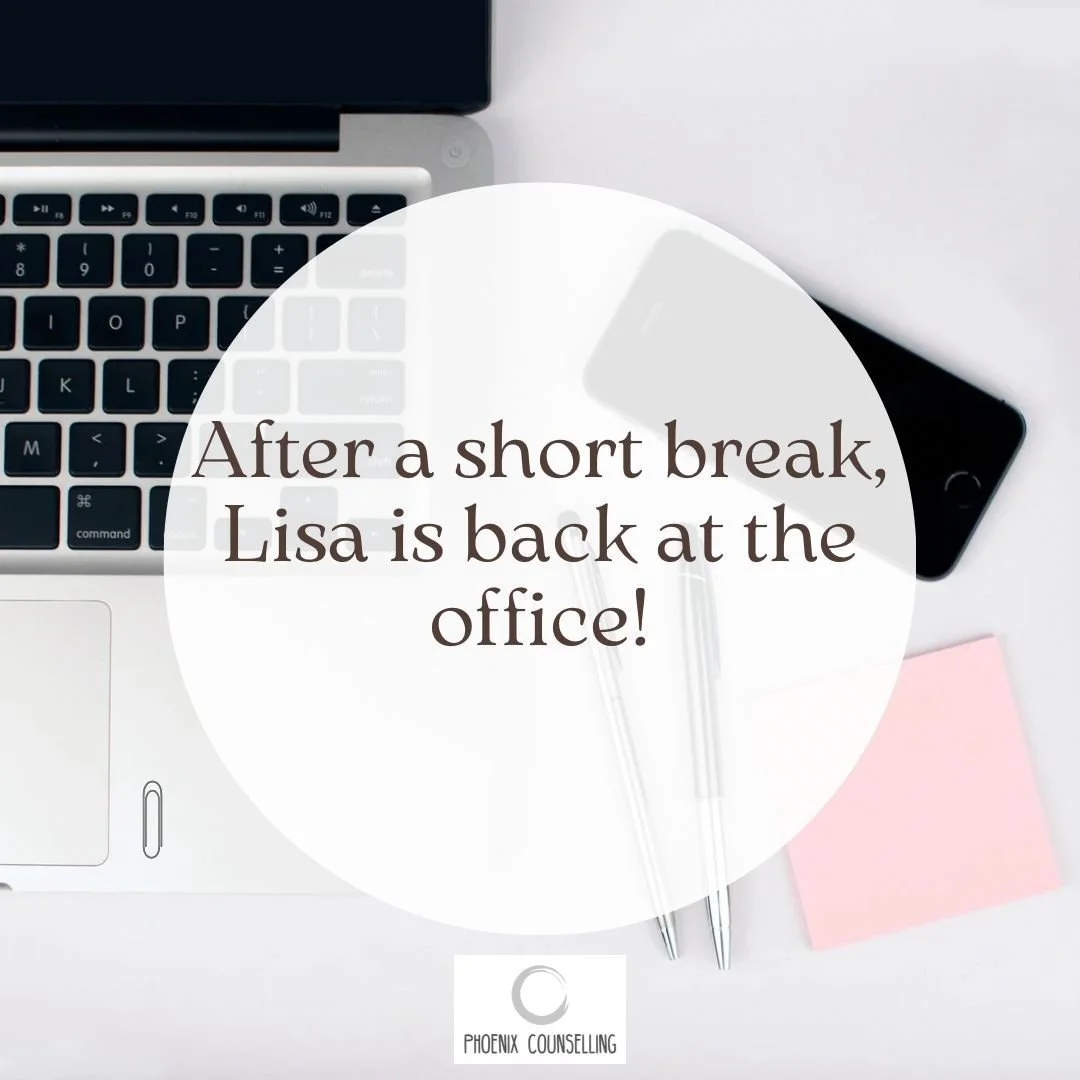 Lisa will be back at the office today, not only seeing clients, but also responding to any messages, emails or referral forms that have come through over the last week. 

If you are considering counselling/psychotherapy and would like us to arrange f