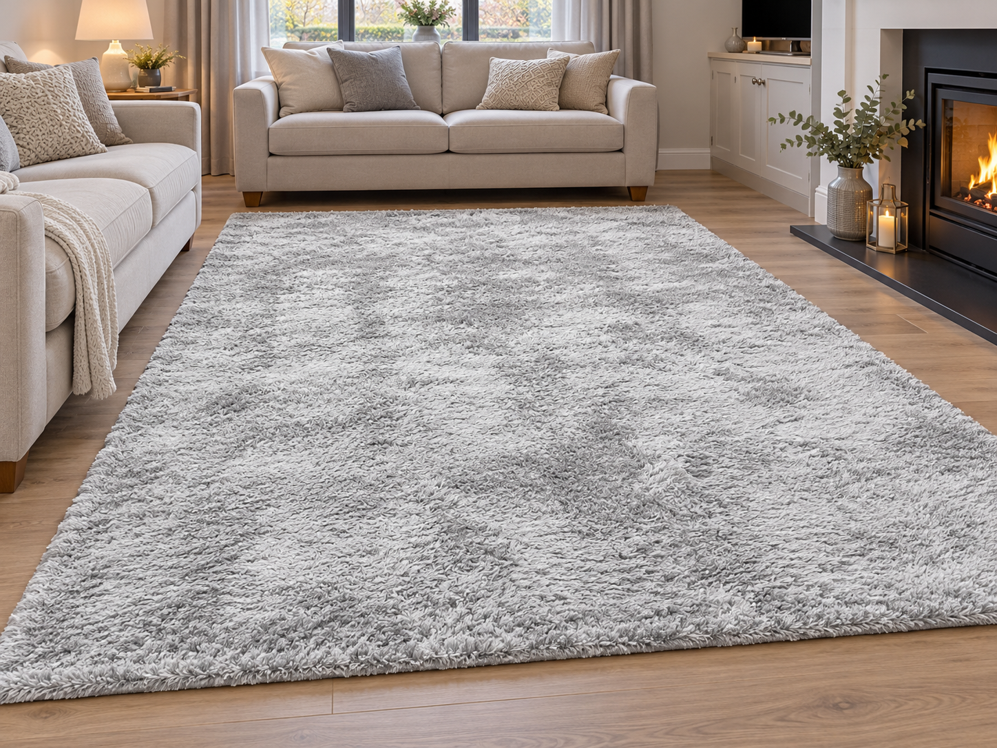 GREY SHAGGY 10FT X 7FT