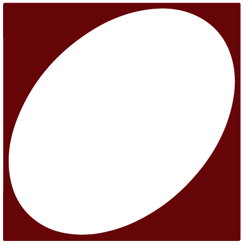 An oval shape against a red background.