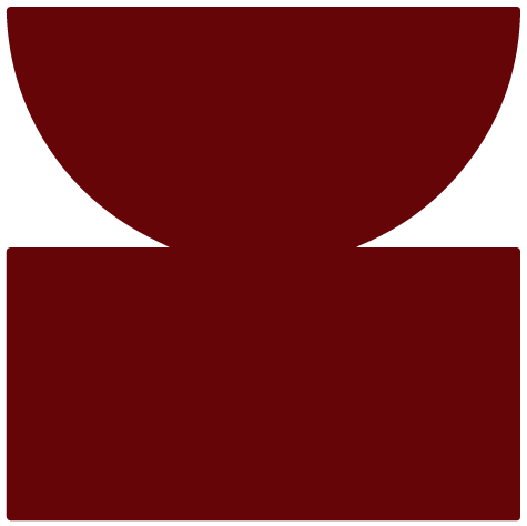 A dark red semi-circle on top of a rectangle.
