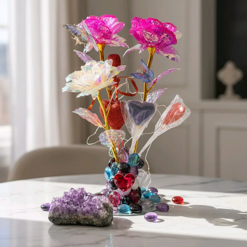 Flower Arrangement with vase and Lights