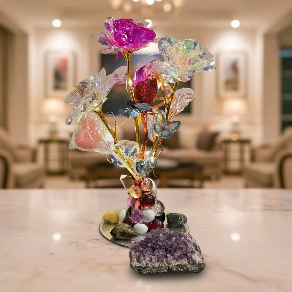 Flower Arrangement with vase and lights