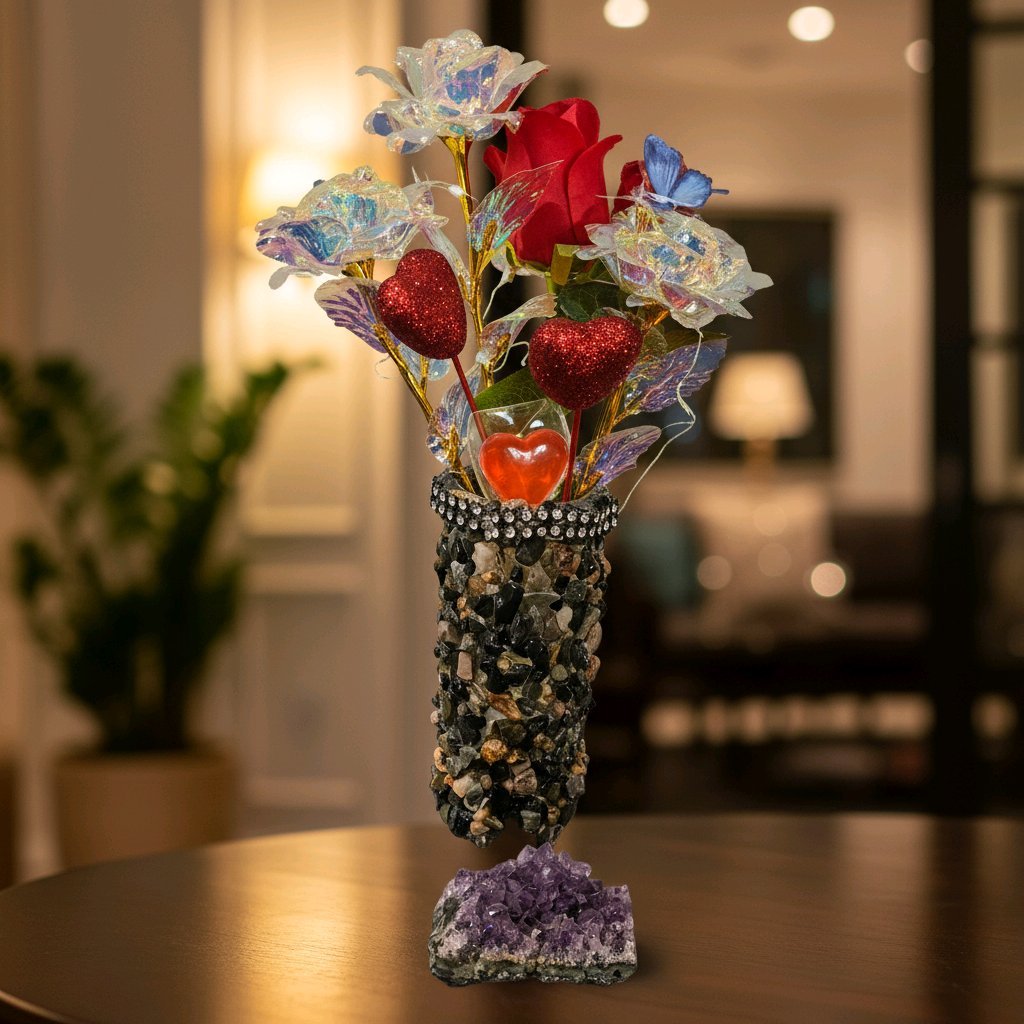 Flower Arrangement with vase and lights