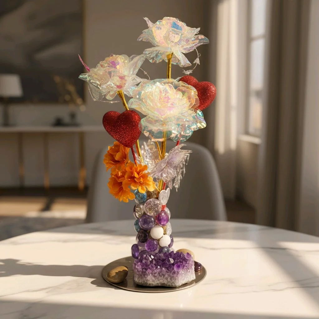 Flower Arrangement with vase and lights
