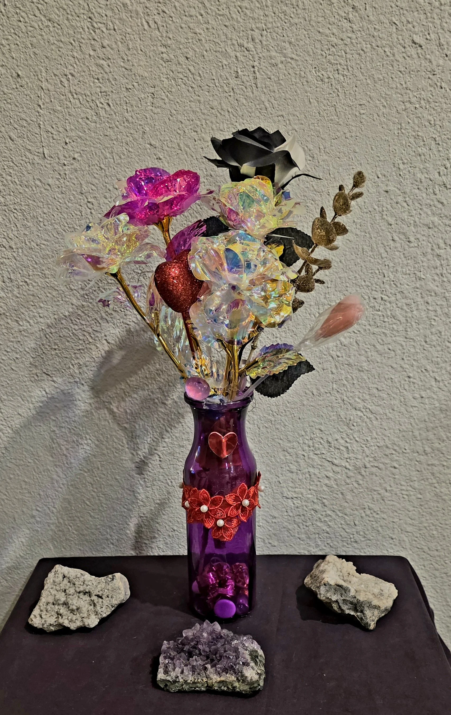 Flower Arrangement with vase and lights