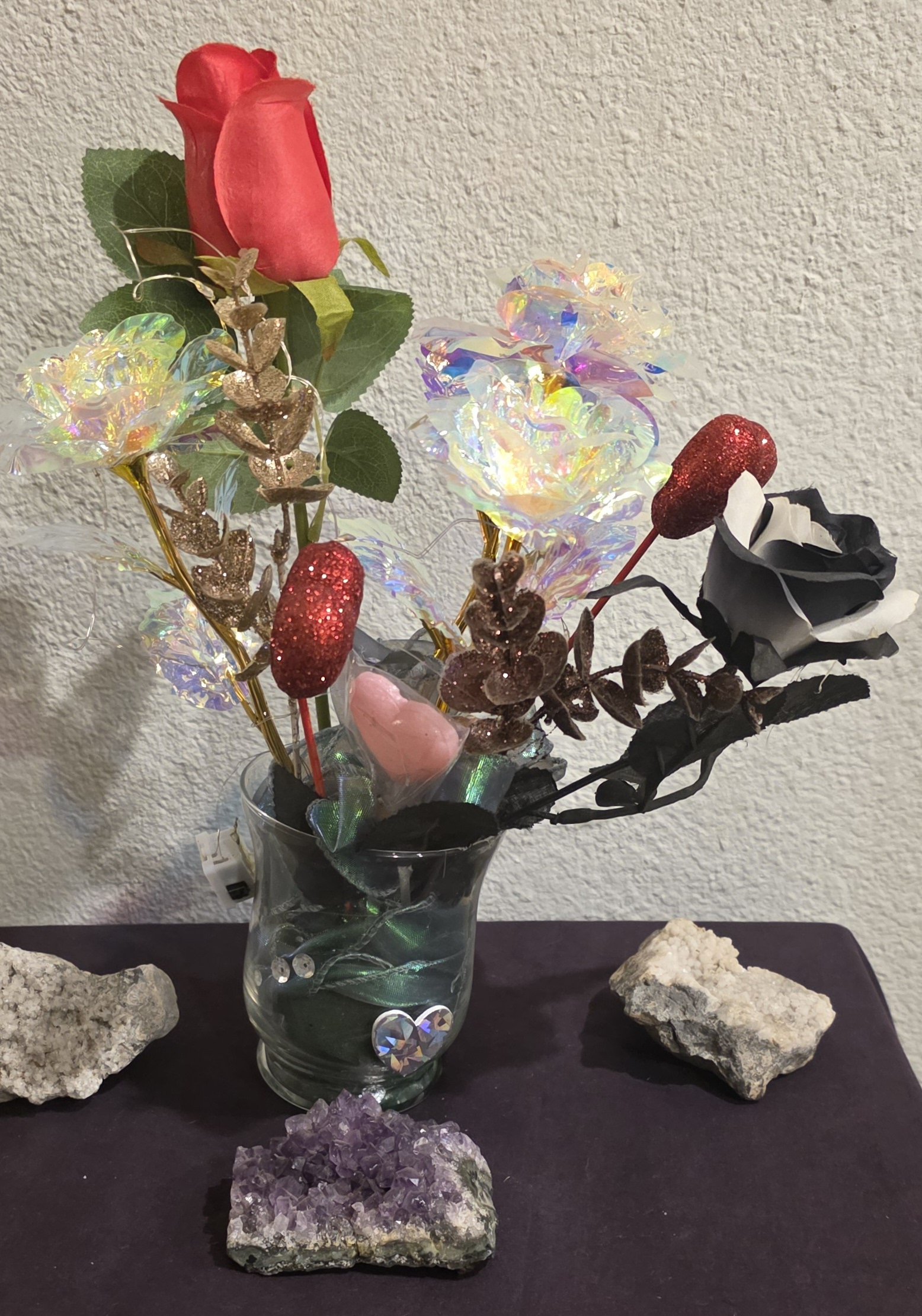 Flower Arrangement with vase and lights