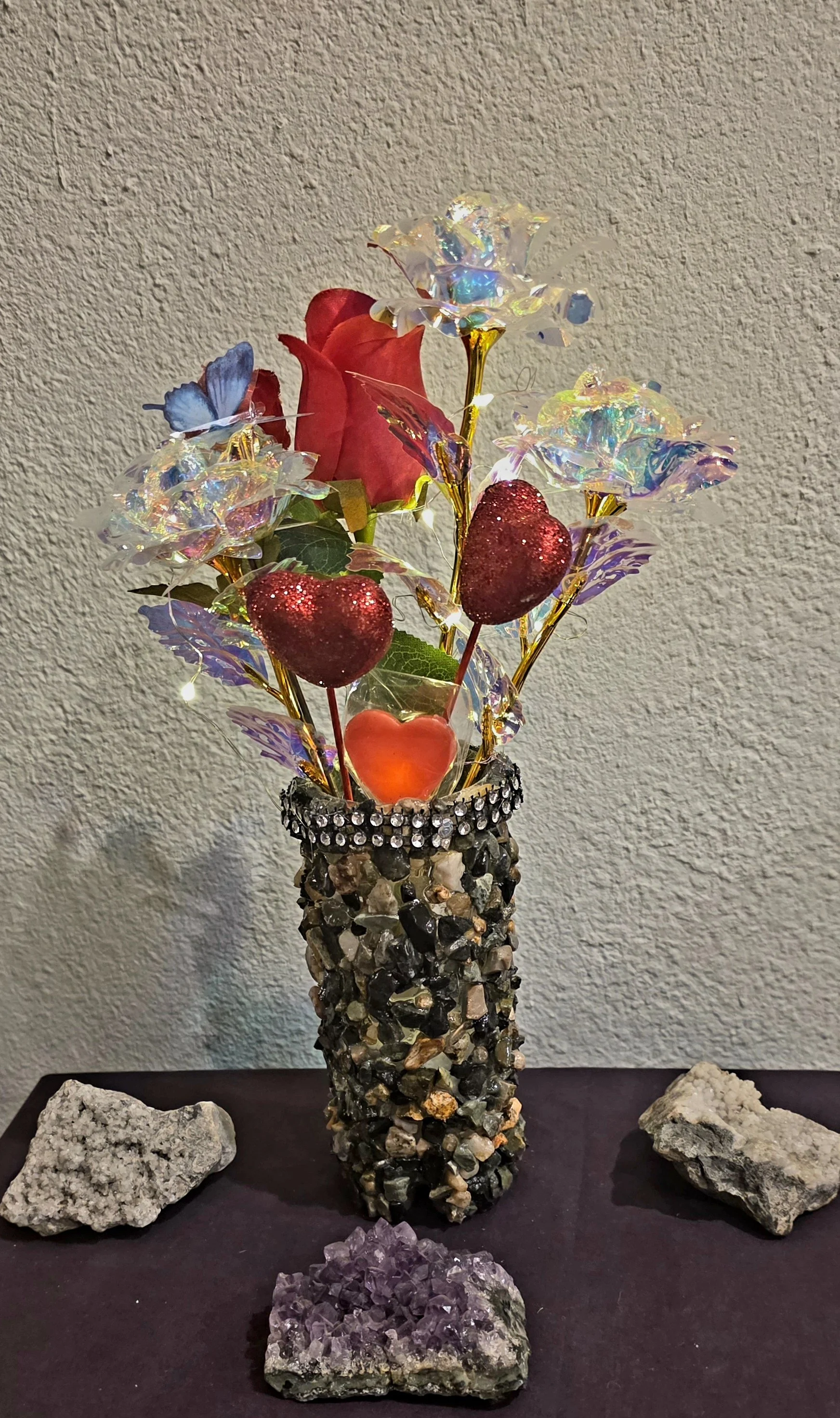 Flower Arrangement with vase and lights