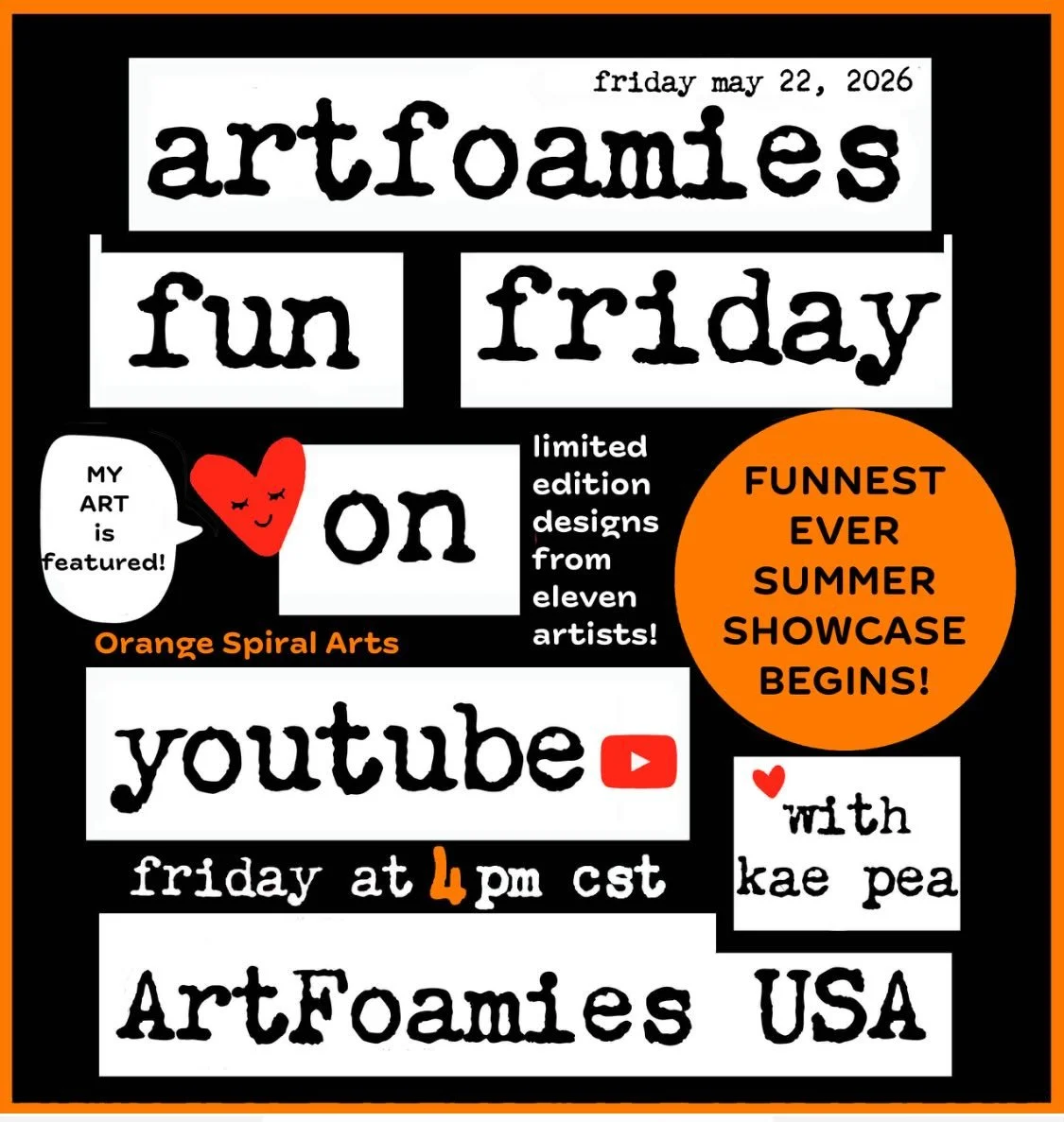 Friday, May 22, 2026, come shop the Funnest Ever Summer Showcase over @artfoamies !! You can shop these select stamps all summer long. Collect them all by August 31, 2026!
I have 3 stamps in the Funnest Ever Summer Showcase. They are 5x7 inches each-