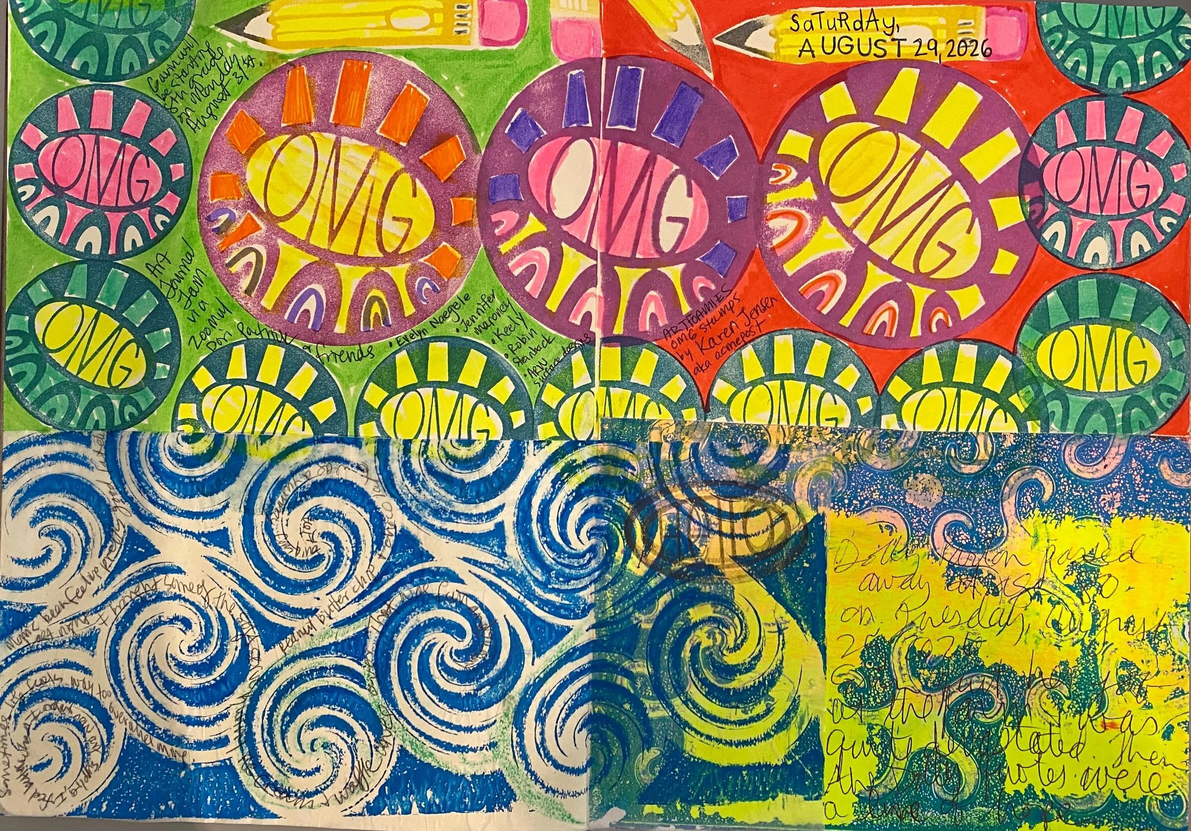 Sign up for Visual Journaling Club!
Sign up for Writing Practice Wednesdays!
Visit https://www.orangespiralarts.com/virtualclasses

Purchase from the Funnest Ever Summer Showcase by Monday, August 31 via @artfoamies