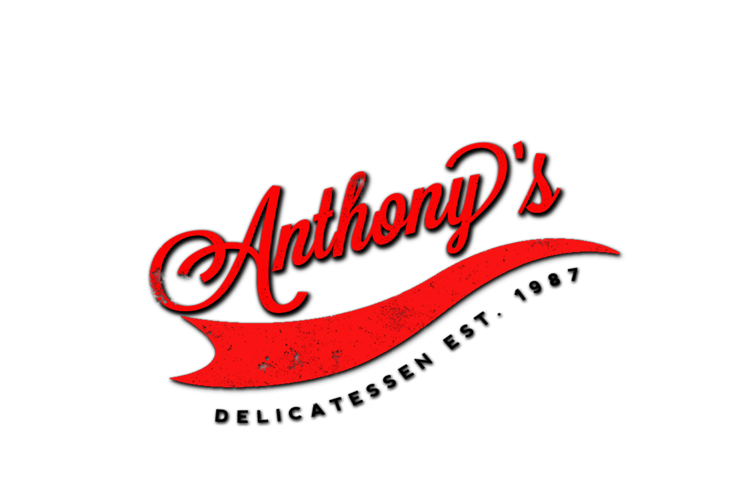 Red cursive text saying "Anthony's" on a black background.
