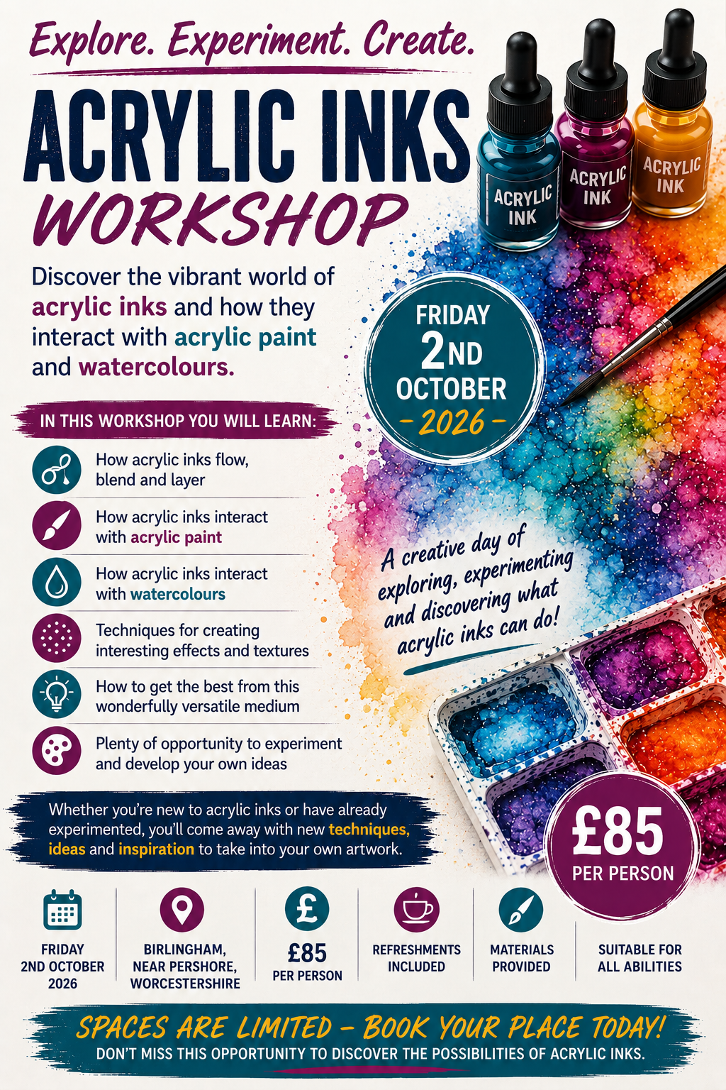 ACRYLIC INK WORKSHOP ADVERT