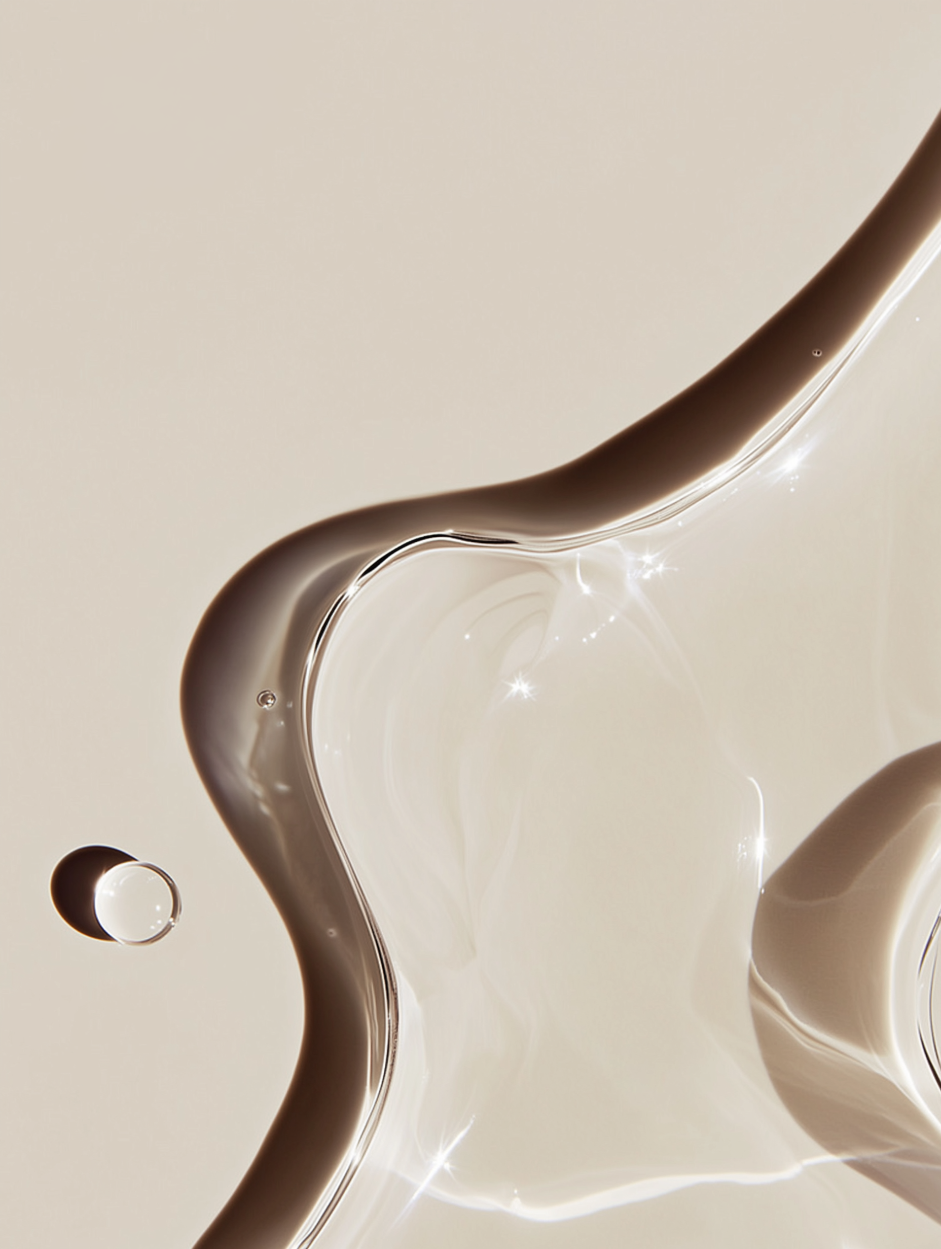 Close-up of flowing milk with a swirl and bubbles.
