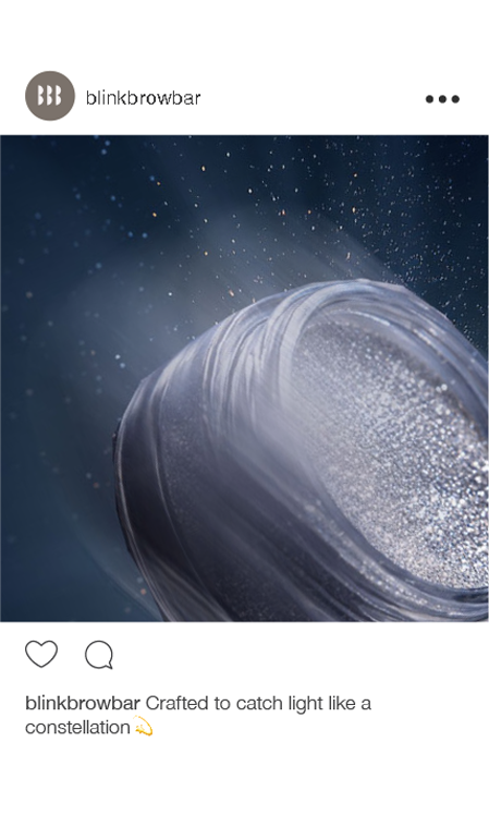 Beauty campaign social media posts featuring celestial shimmer visuals