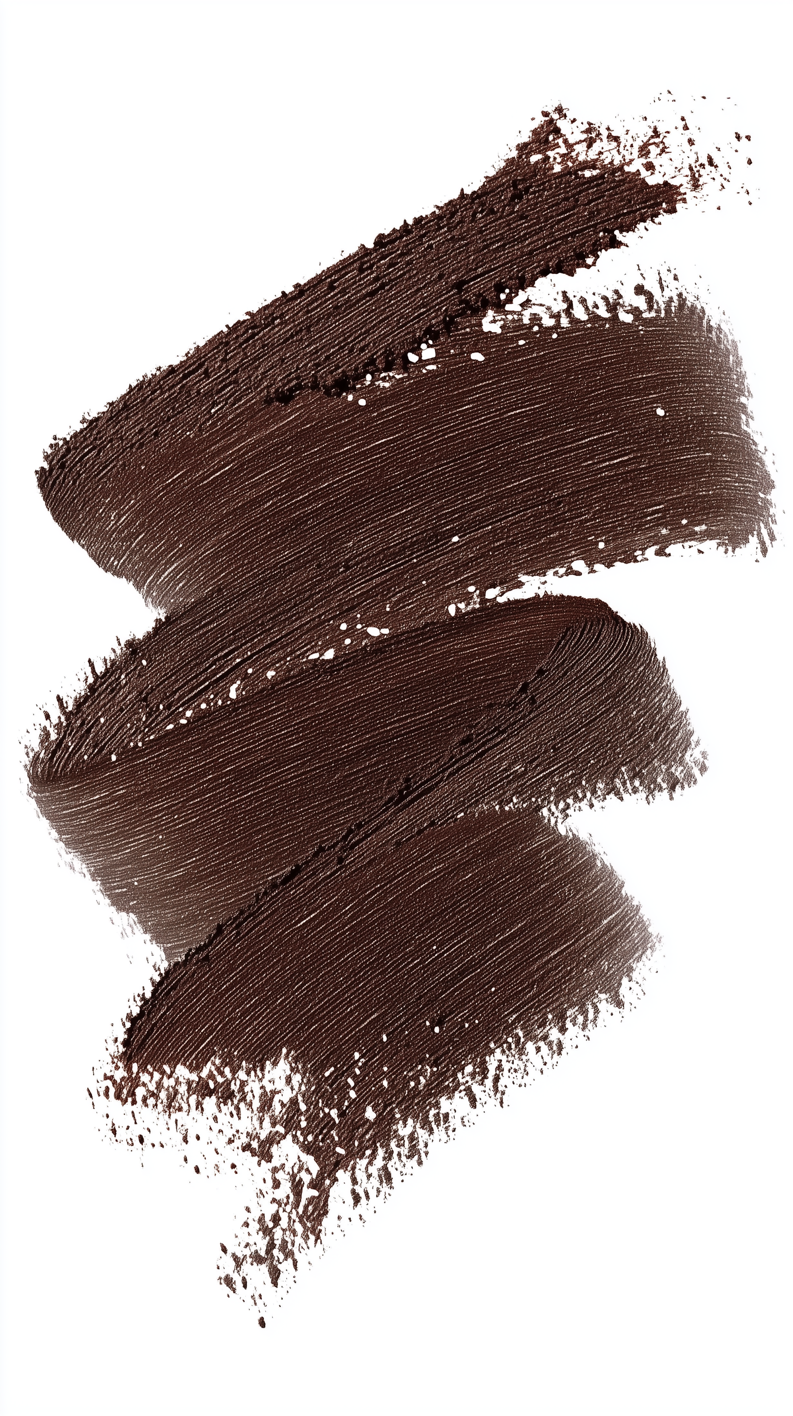 Four overlapping streaks of brown eye brow pencil on a white background