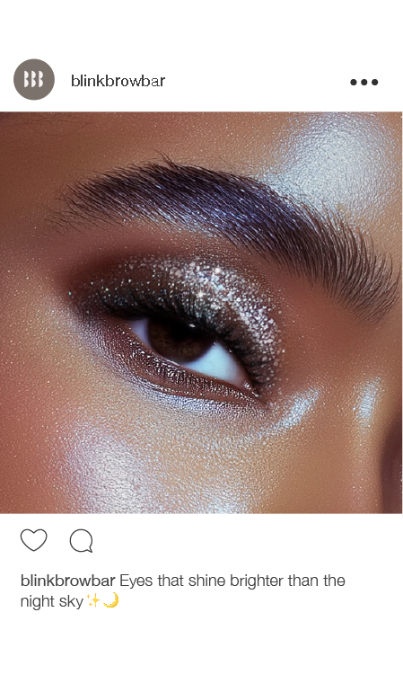 Beauty campaign social media posts featuring celestial shimmer visuals