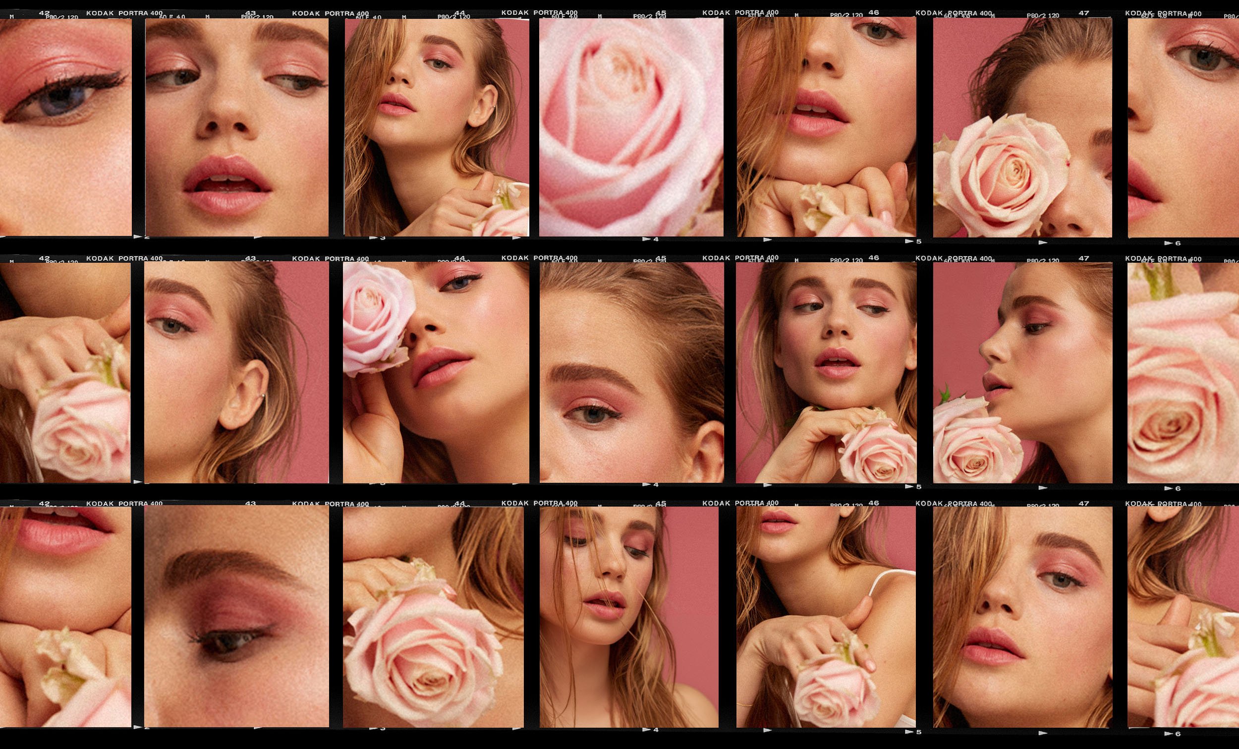Campaign imagery grid from the Hit Refresh skincare campaign art directed by Hannah Elizabeth Griffiths