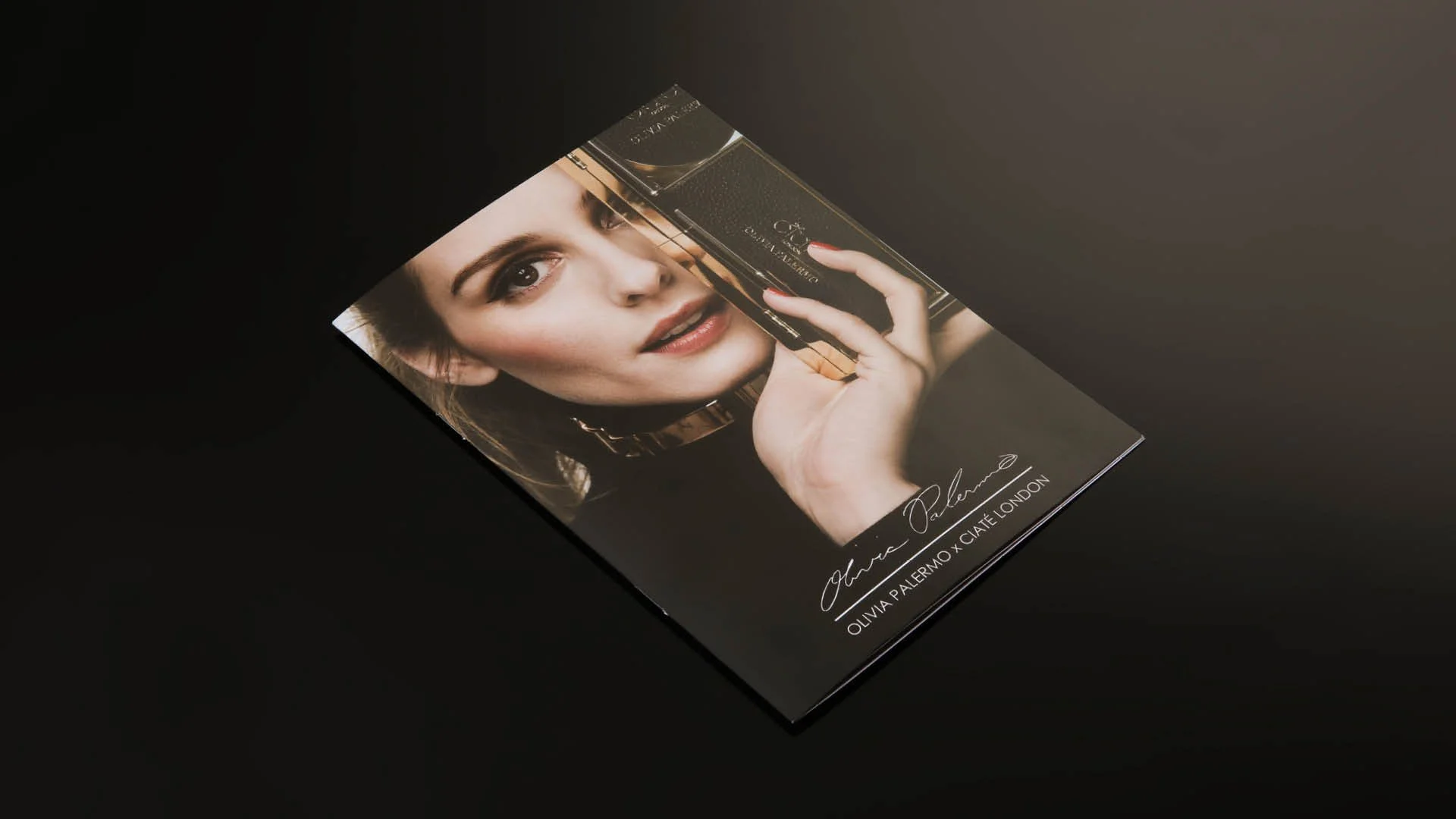 Printed campaign booklet featuring Olivia Palermo for the Ciaté London makeup collaboration.