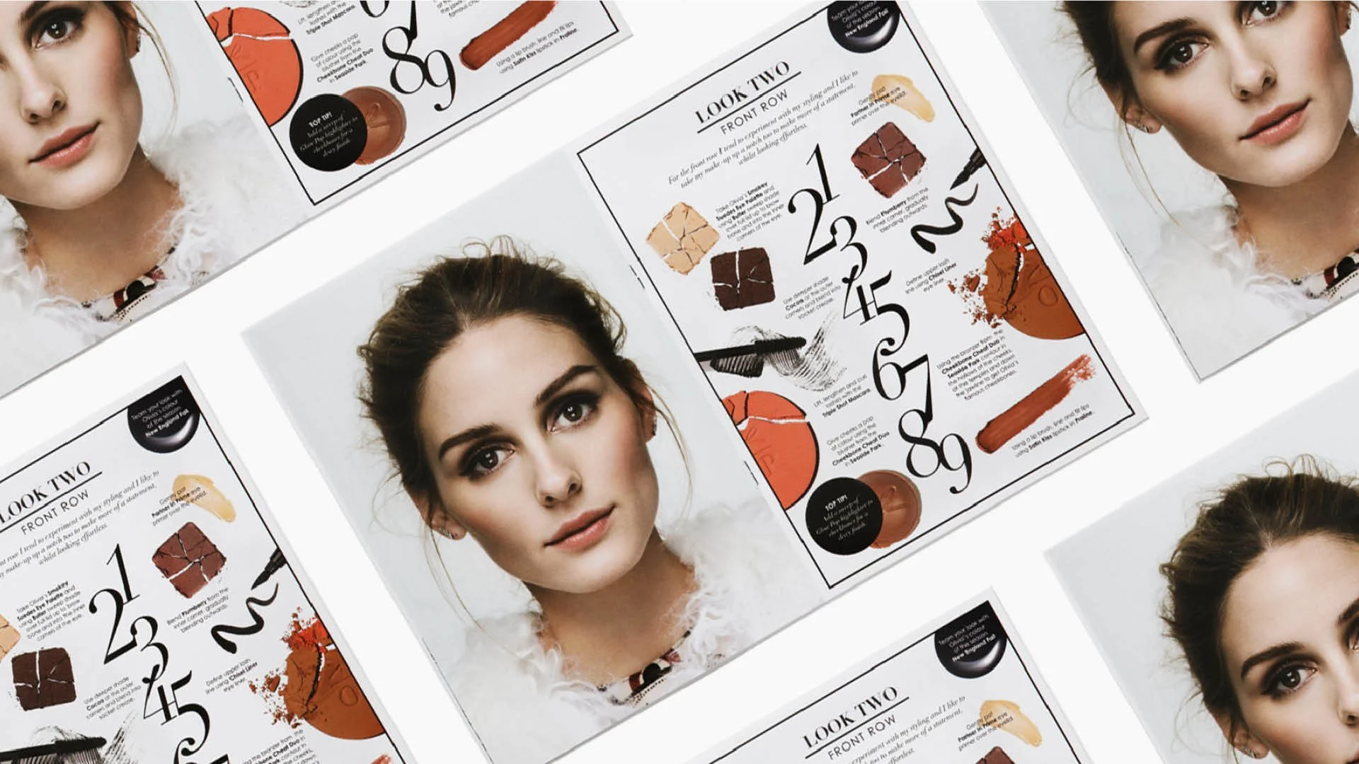 Printed campaign booklet featuring Olivia Palermo for the Ciaté London makeup collaboration.