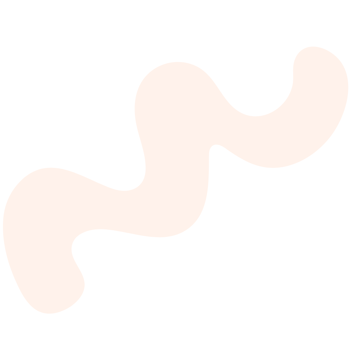 A light-colored, curved, elongated shape with blob-like forms on a black background.