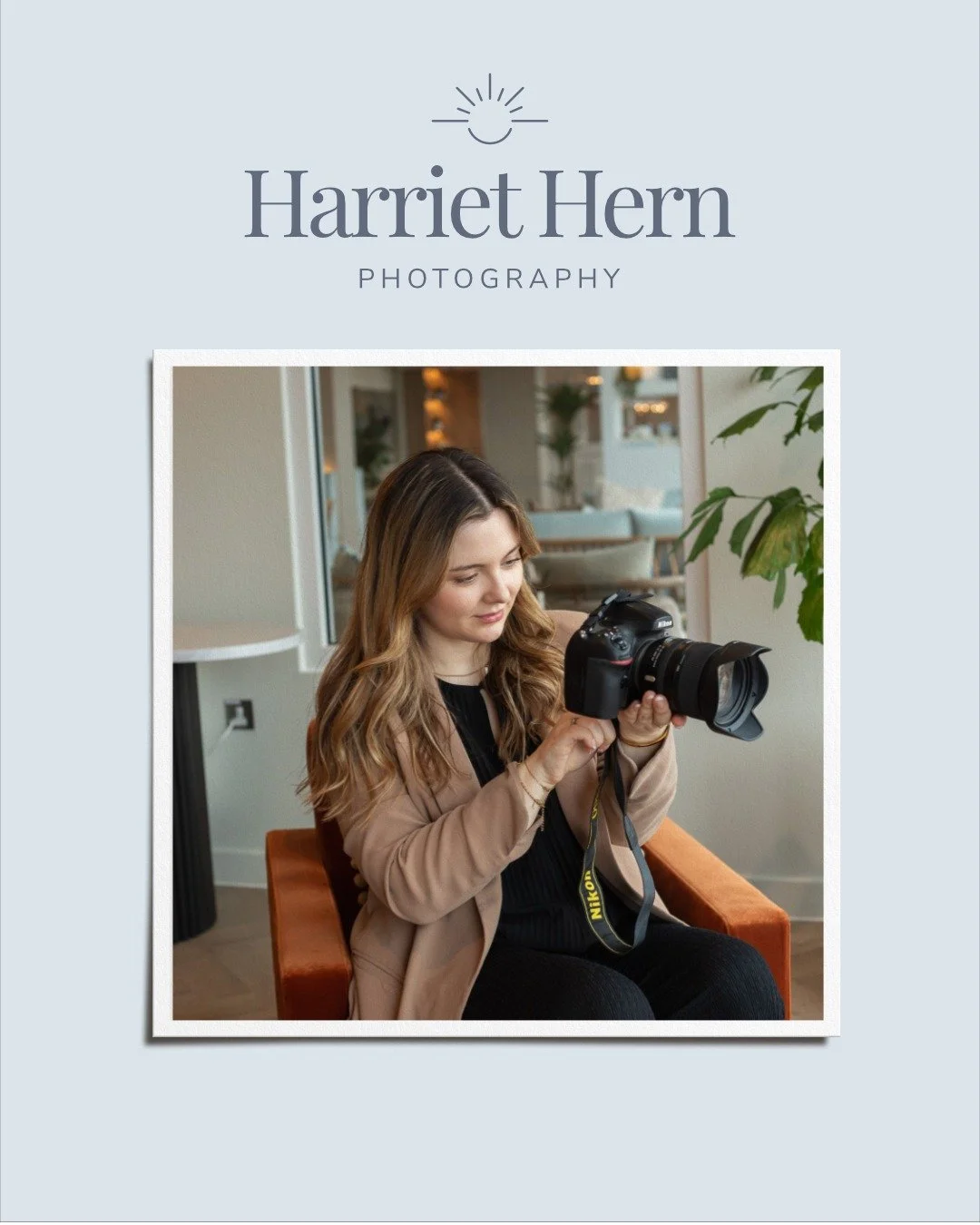 Full Squarespace website design for Harriet Hern Photography showing homepage layout, about section and services by Studio Aretta
