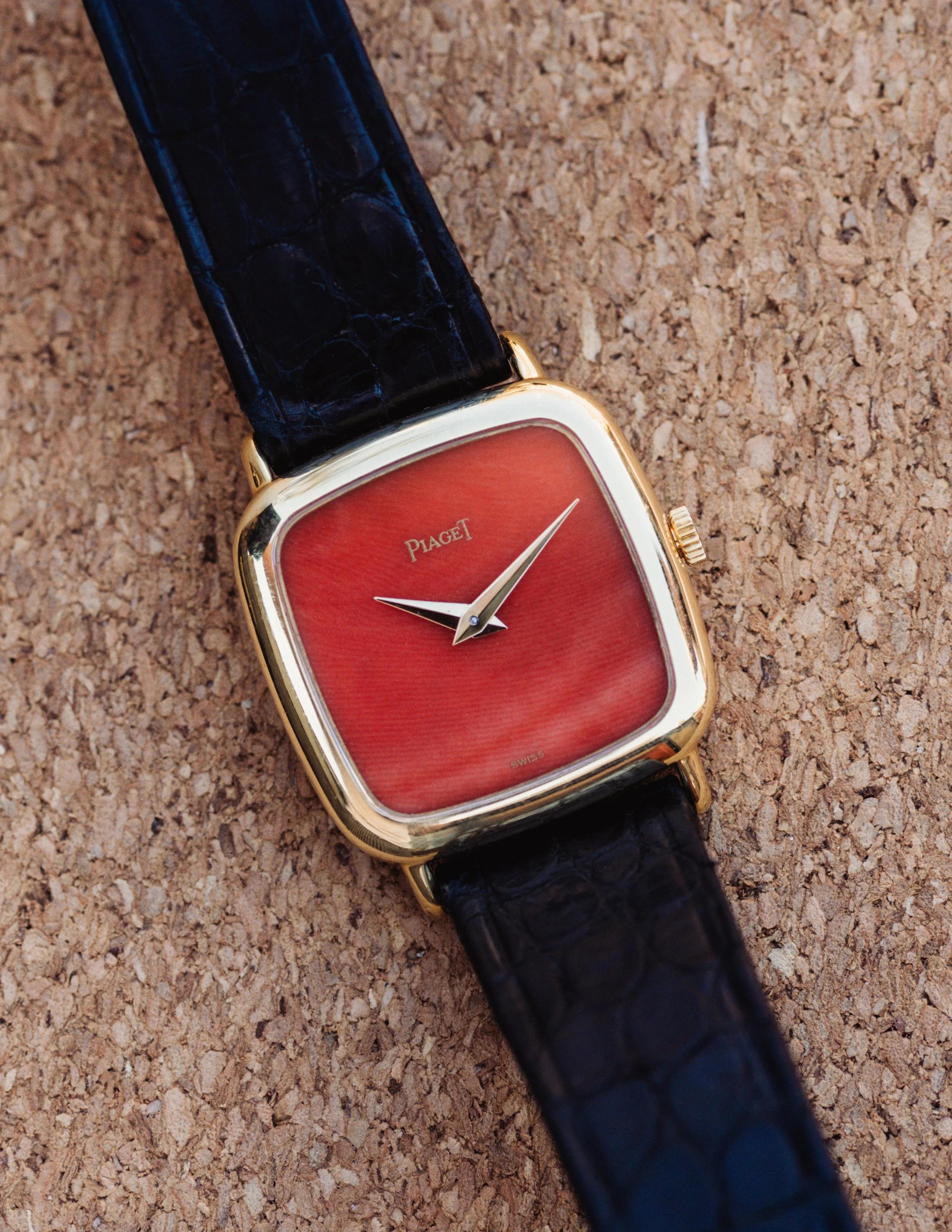 Piaget 18k Yellow Gold Coral Dial Dress Watch 9902