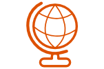 An orange globe with a stand