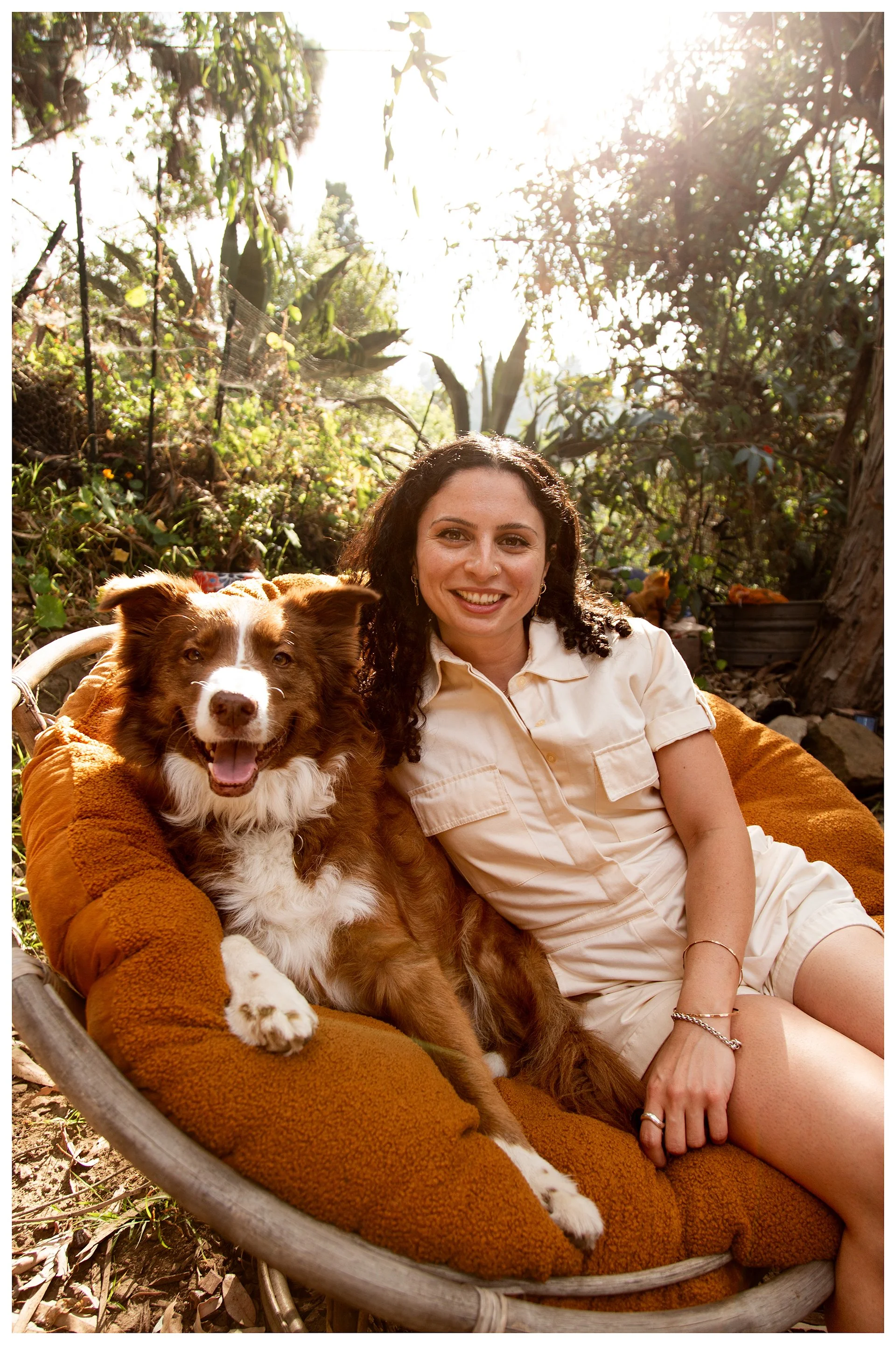 Sophie with her dog.