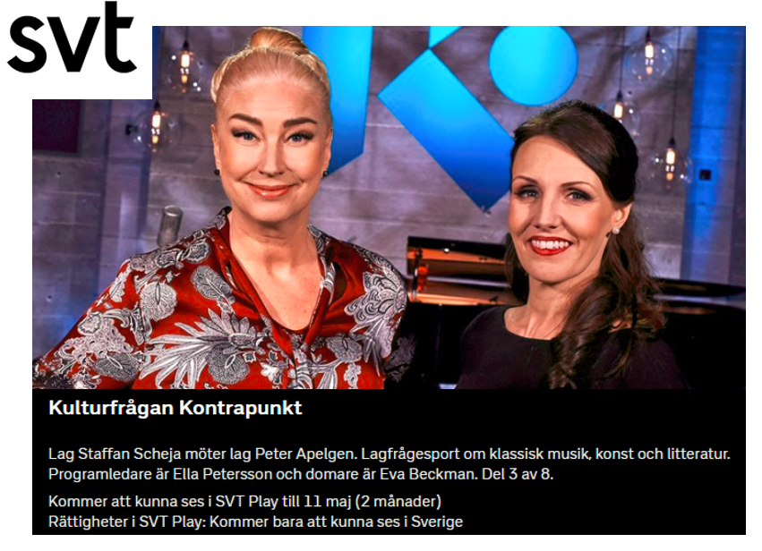 Features in TV-show: Zilliacus and Forsberg features in SVT's TV show "Kontrapunkt"