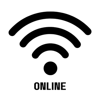Wi-Fi signal icon with the word 'ONLINE' below it.