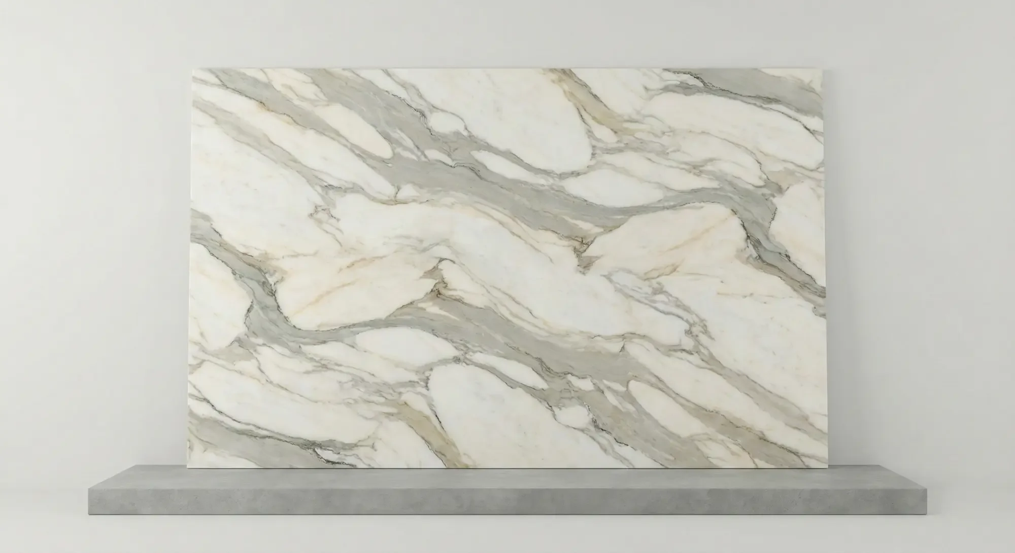 Polished natural stone marble slab with grey veining for luxury countertops and architectural projects.