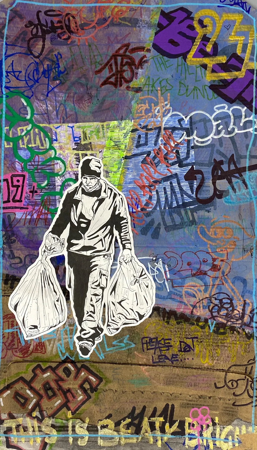 "Reform St", acrylic paint and pen on cardboard, 45cm x 25cm, 2022