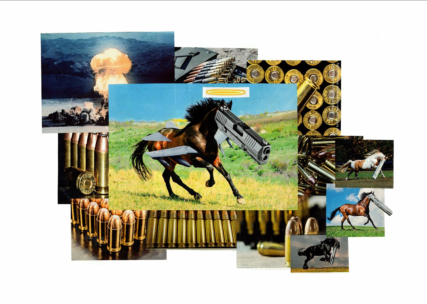 "War Horse", collage print, 30cm x 42cm, 2024