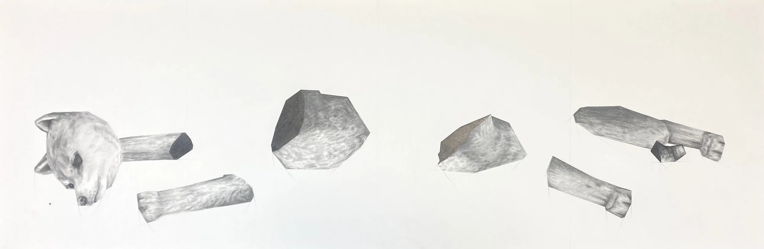 "Dust", graphite on paper, 40cm x 150cm, 2024 *SOLD*