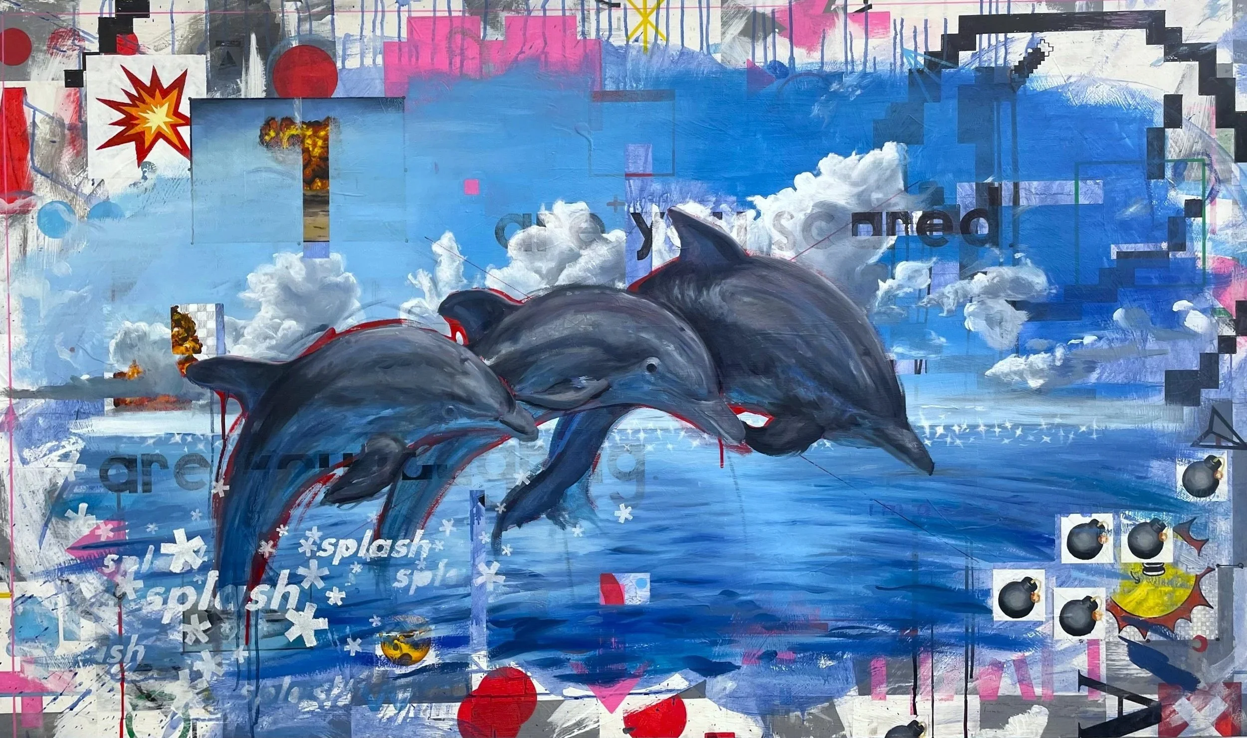 "New-Age Valkyrie Symphony", 90cm x 150cm, oil, acyrlic and pen on canvas, 2025