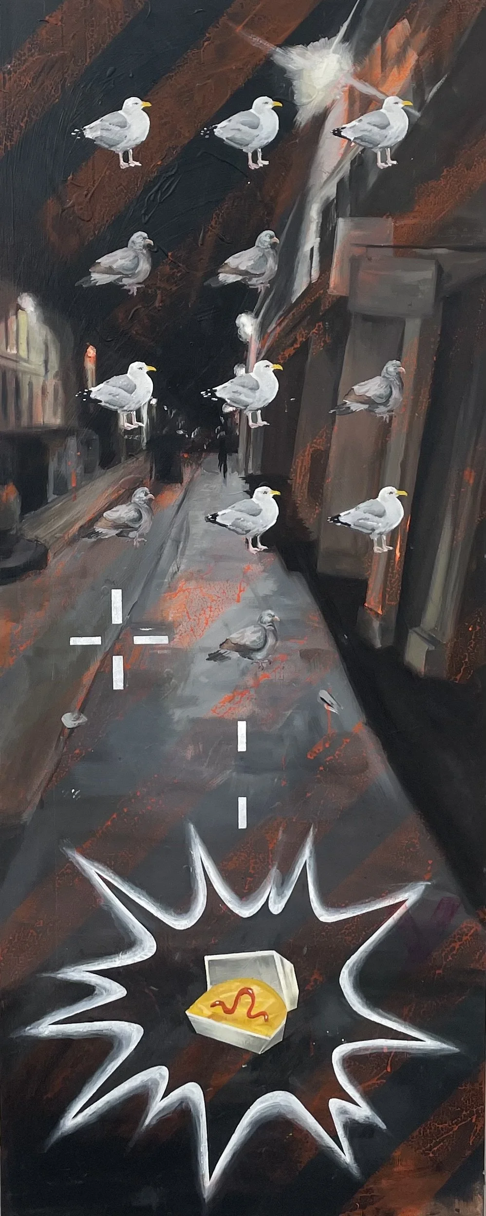 "Scavenger Hunt", oil and acrylic on canvas, 150cm x 60cm, 2025 *SOLD*